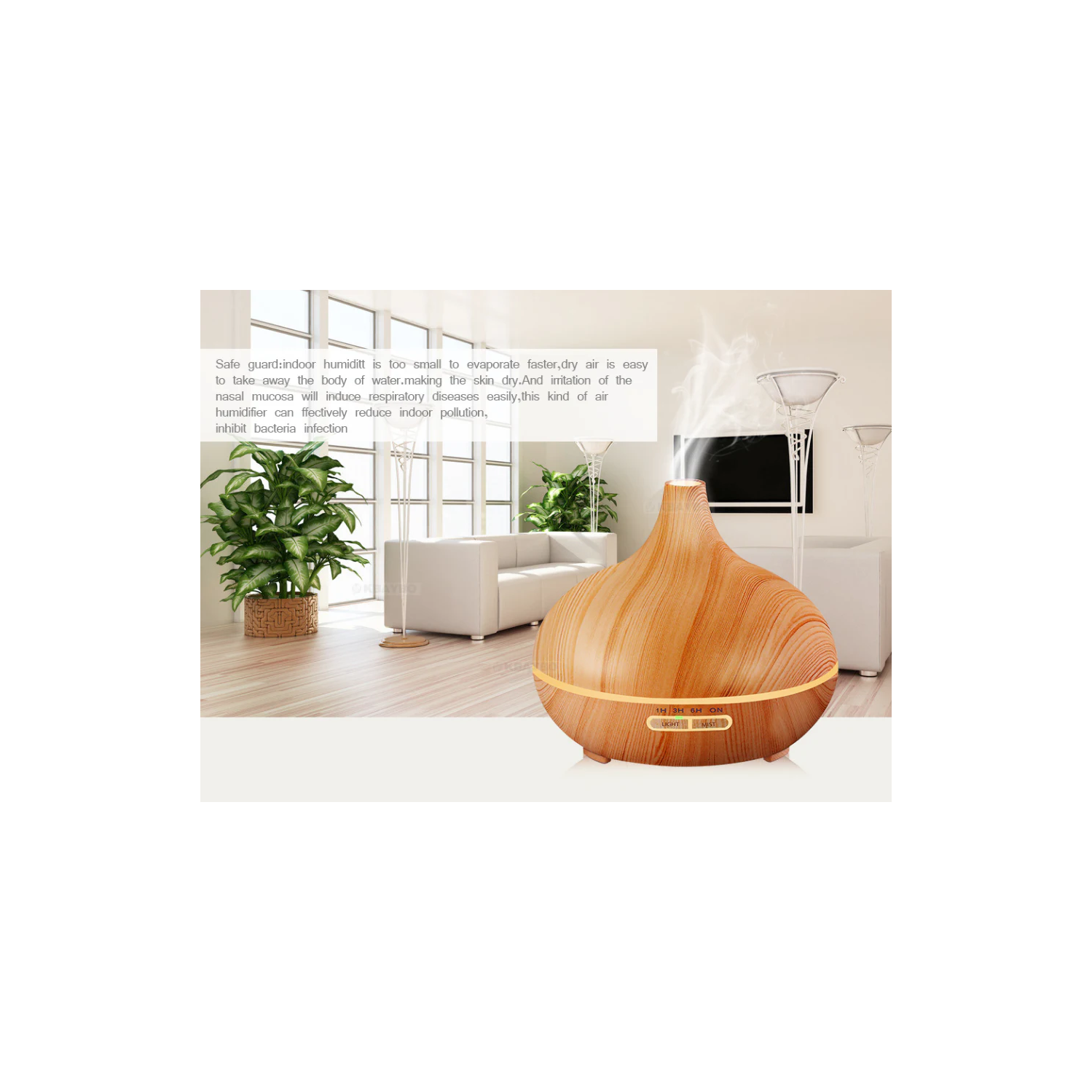 AROMAMIST 360 Ultrasonic Aroma Diffuser Humidifier - Wood Grain