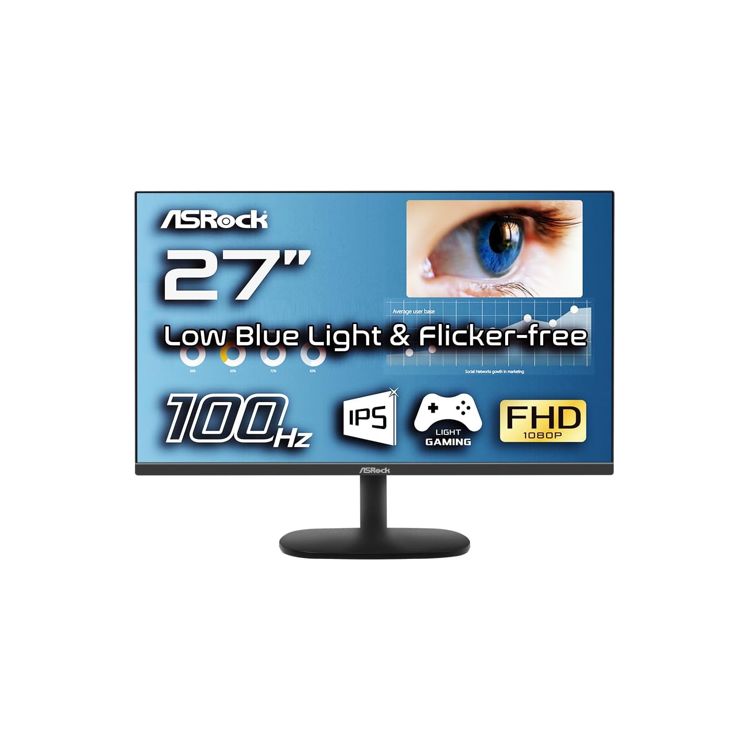 ASRock Monitor CL27FF 27" Flat IPS FHD 1920x1080 16:9 1ms/4ms 100Hz HDMI/VGA Retail