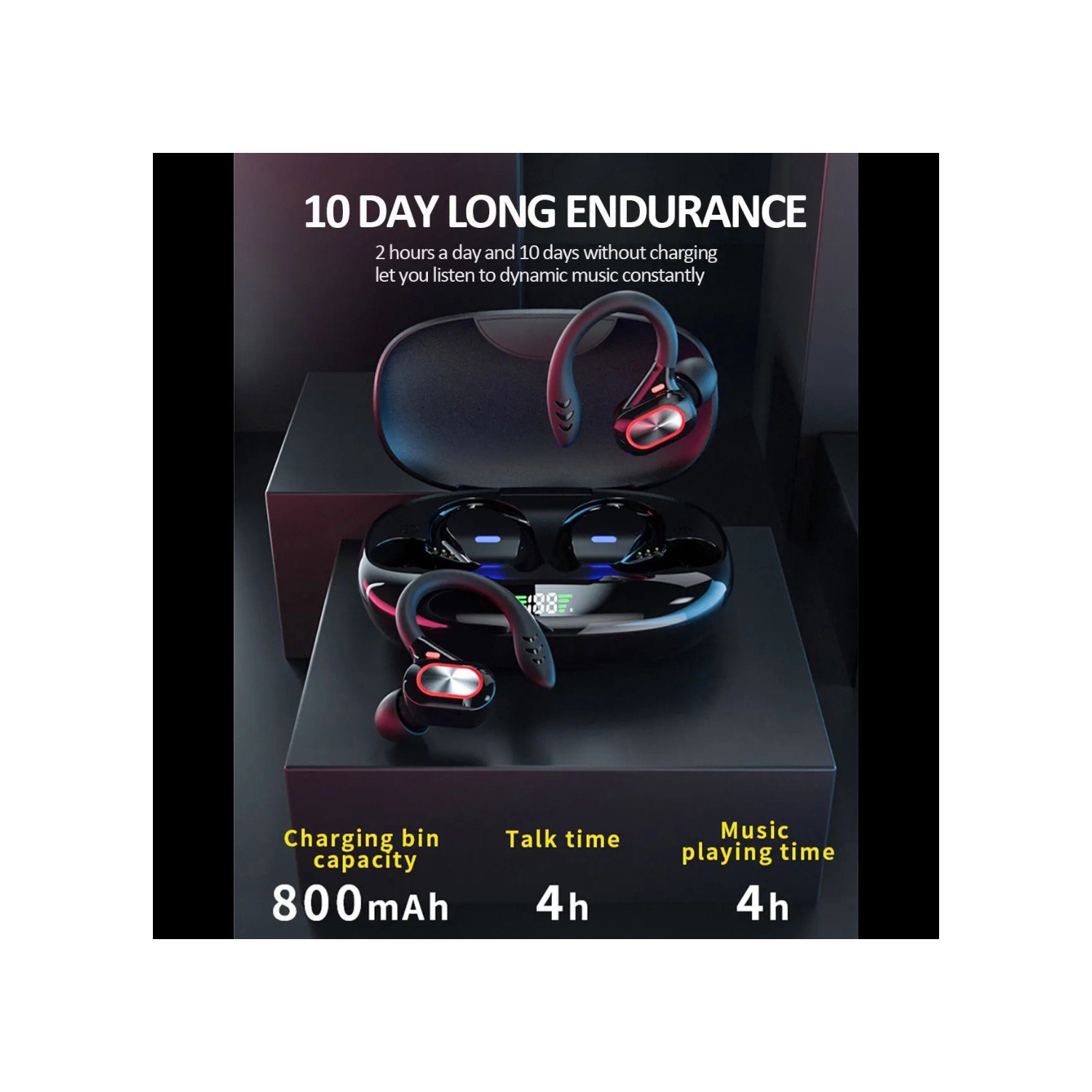 Écouteurs boutons sans fil S730 TUTT Écouteurs boutons Bluetooth V5.0 à micro intégré Écouteurs boutons stéréo sans fil avec étui de chargement