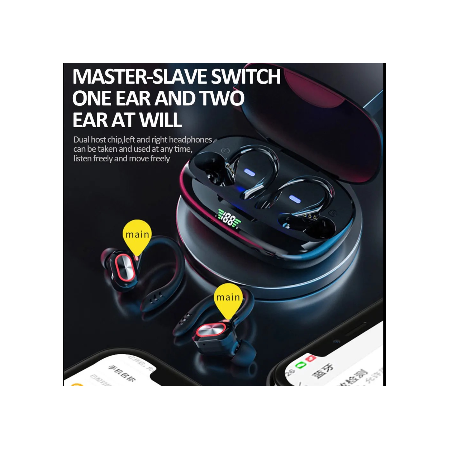 Écouteurs boutons sans fil S730 TUTT Écouteurs boutons Bluetooth V5.0 à micro intégré Écouteurs boutons stéréo sans fil avec étui de chargement