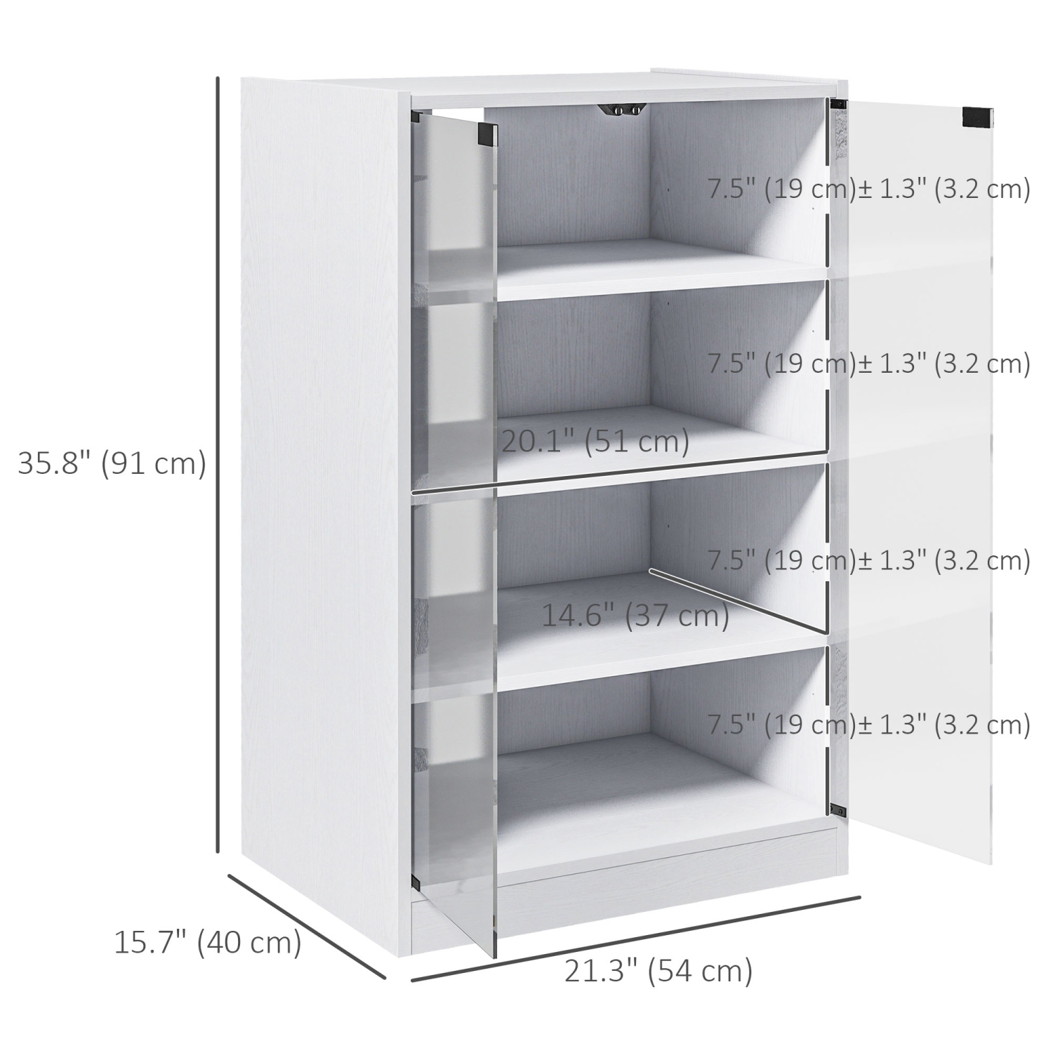 Meuble multimédia à 5 niveaux de HOMCOM, armoire de rangement pour DVD avec 3 tablettes réglables, portes en verre trempé et système d'organisation