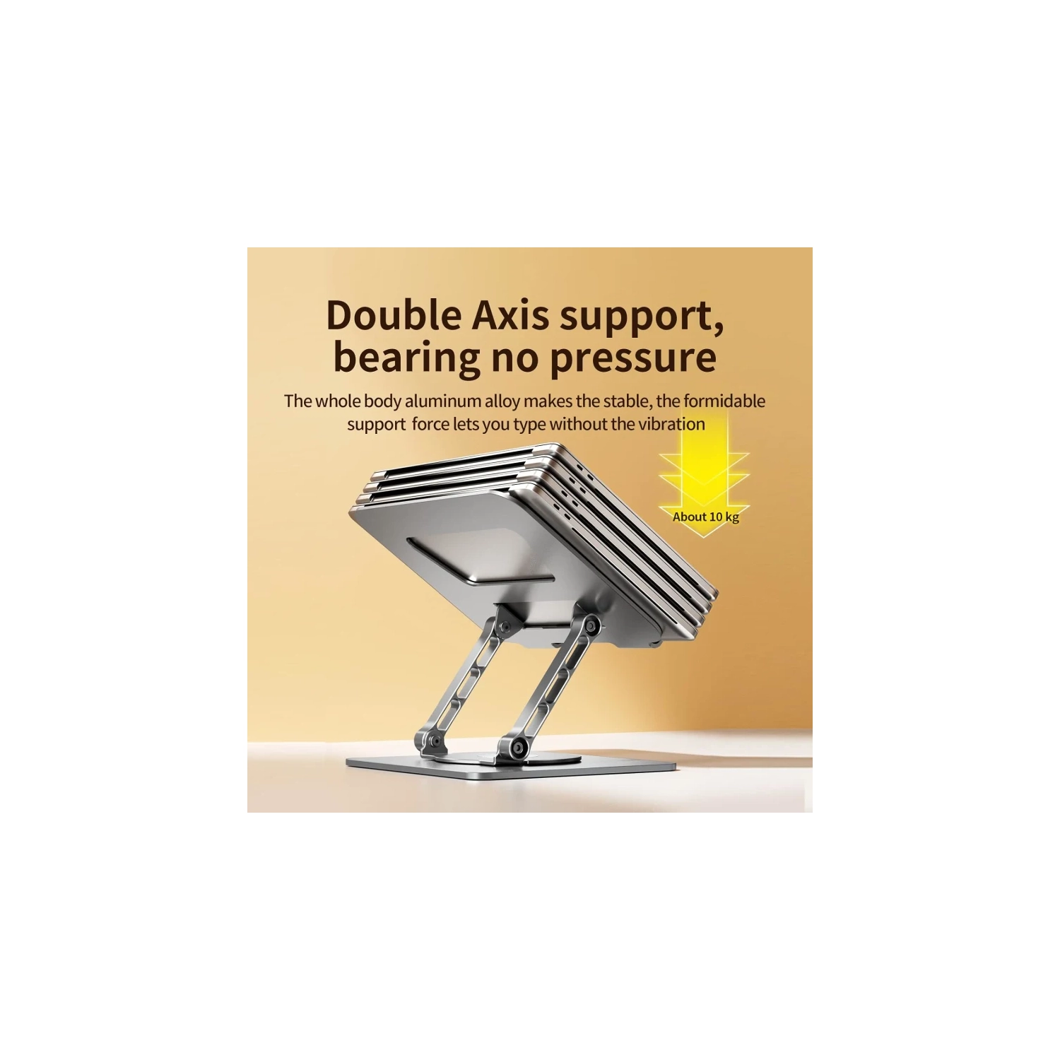 Support rotatif à 360° pour portable, hauteur réglable, base solide en aluminium, convient aux portables et tablettes de 10 à 17 po, argenté
