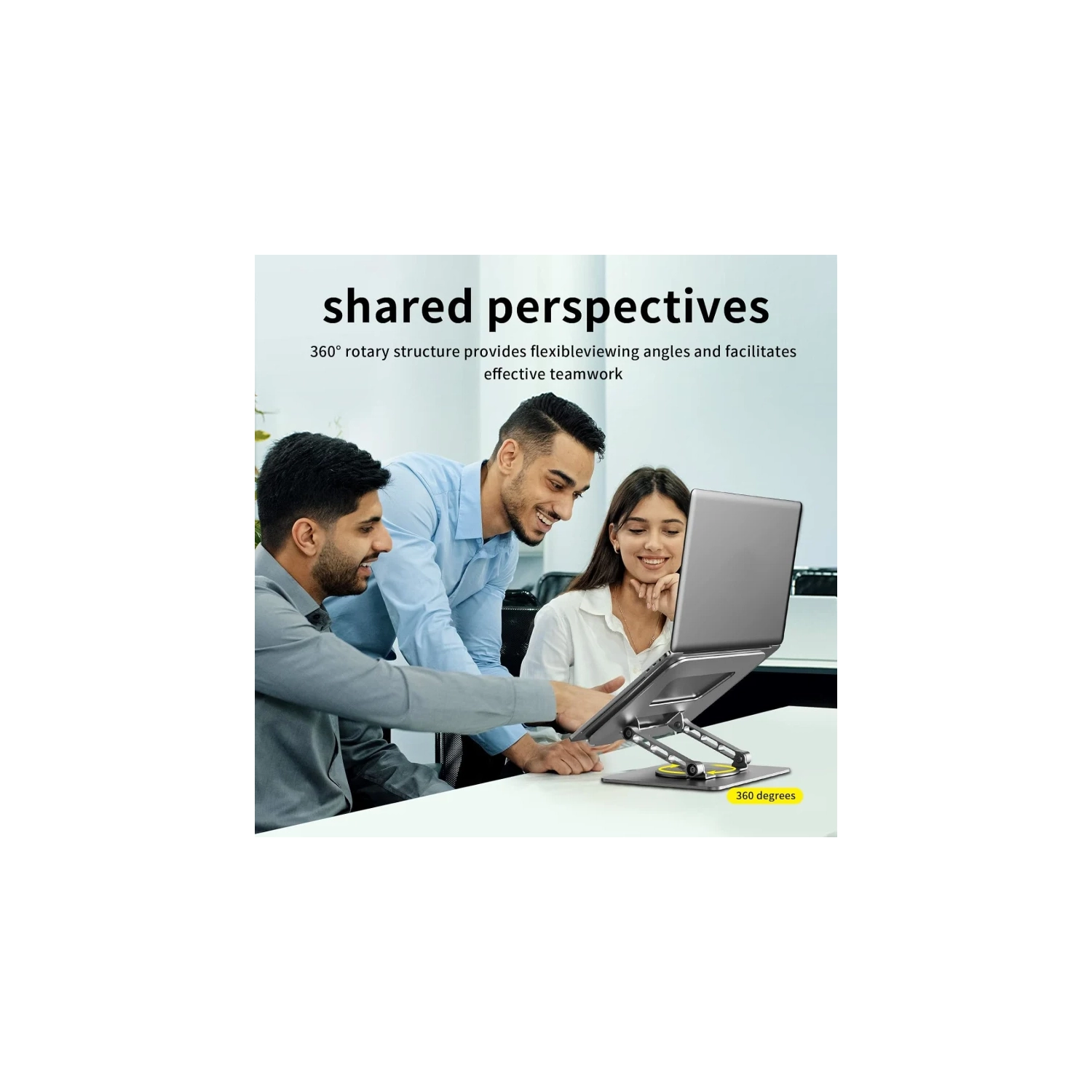 Support rotatif à 360° pour portable, hauteur réglable, base solide en aluminium, convient aux portables et tablettes de 10 à 17 po, argenté