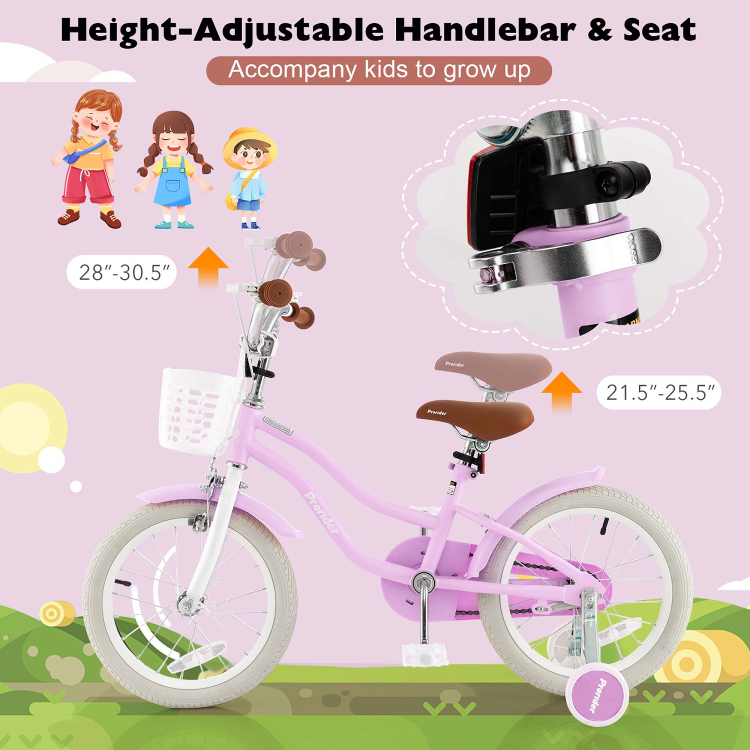 Costway 16" Kids Bike Toddler Adjustable Bicycle withTraining Wheel for 4-7 Years Old Girl