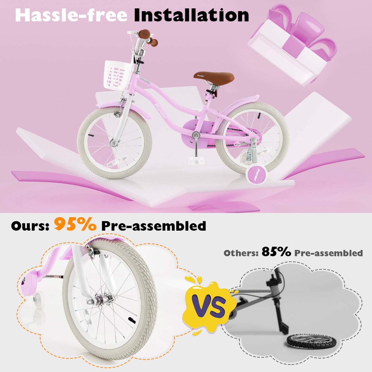 Costway 16" Kids Bike Toddler Adjustable Bicycle withTraining Wheel for 4-7 Years Old Girl