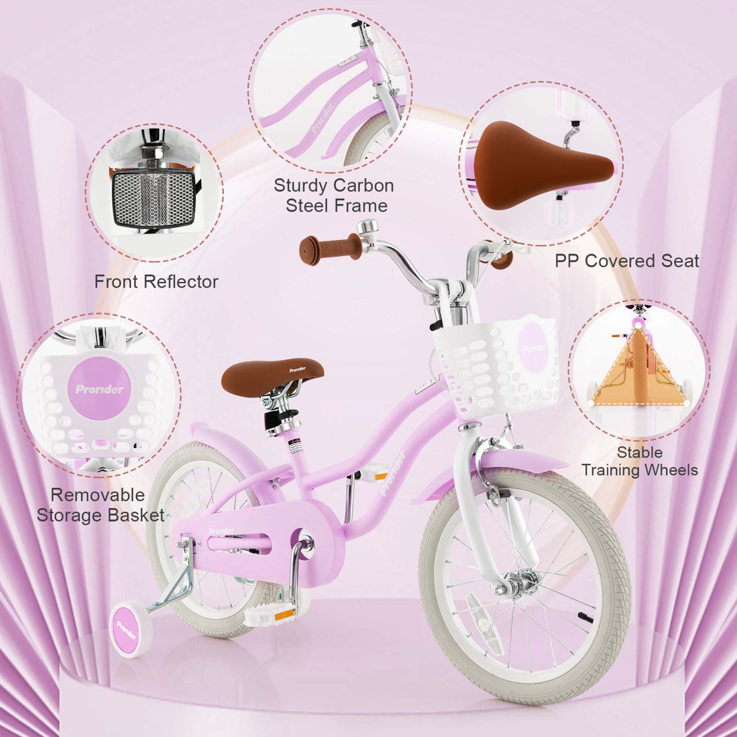 Costway 16" Kids Bike Toddler Adjustable Bicycle withTraining Wheel for 4-7 Years Old Girl