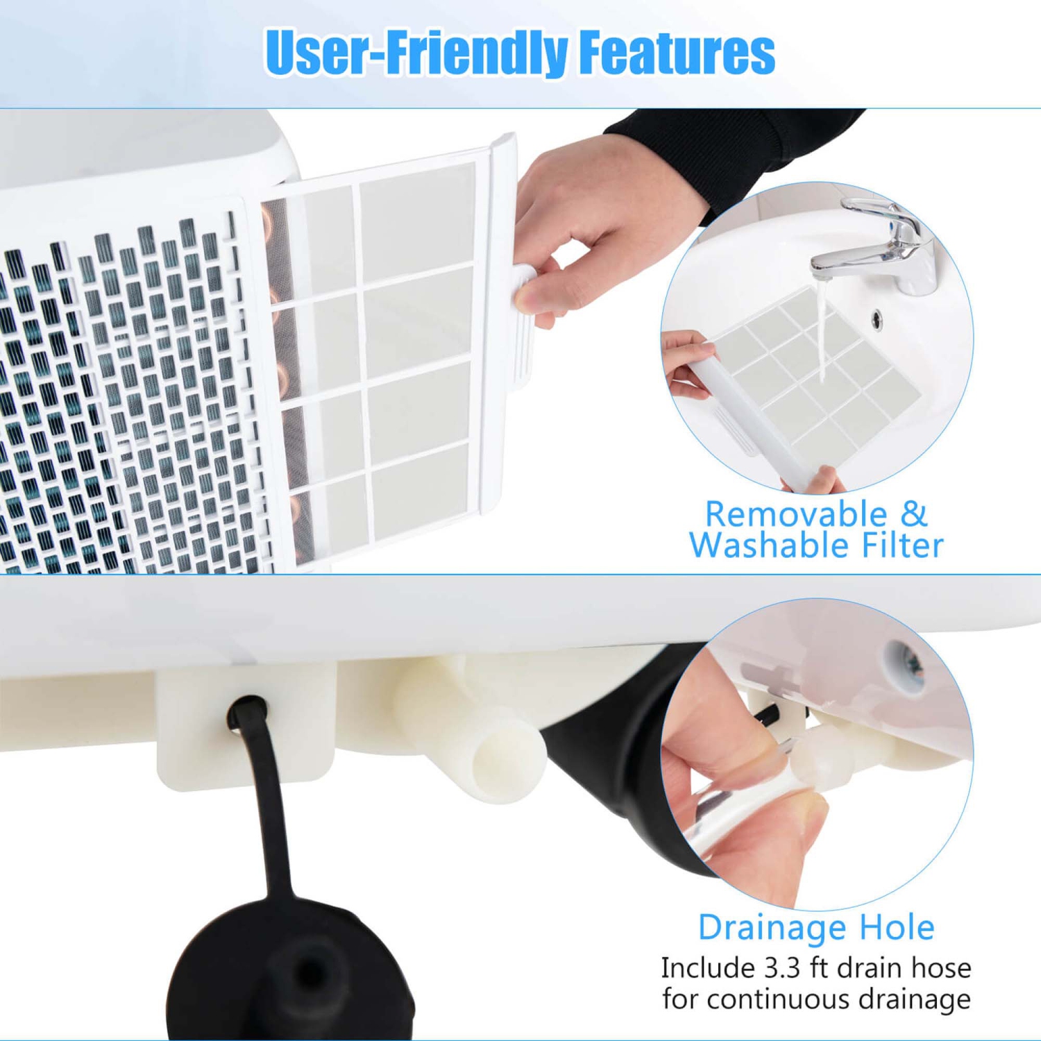 Climatiseur portatif 3-en-1 8000&nbsp;BTU de Costway avec déshumidificateur 5000&nbsp;BTU