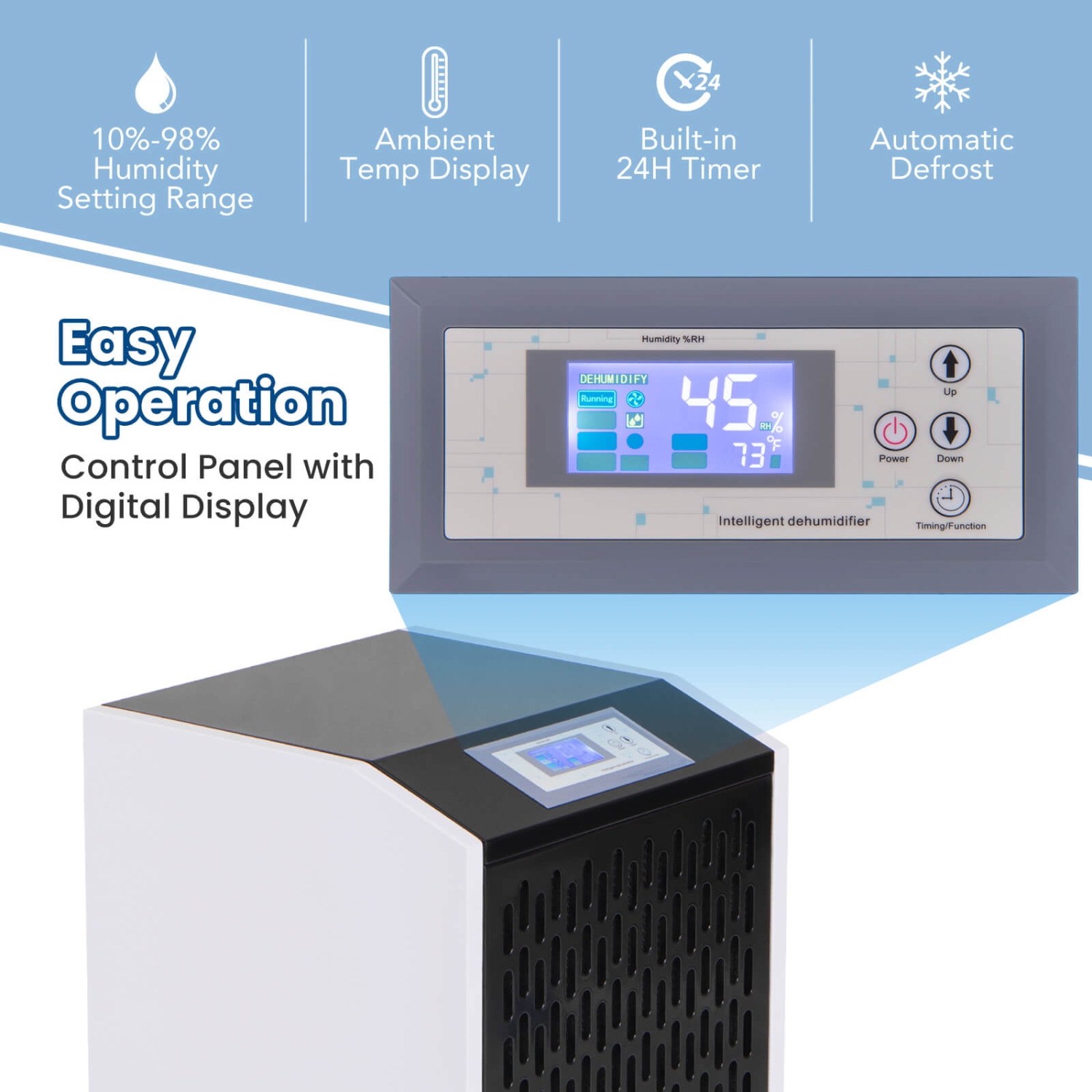 Costway 250 Pints Commercial Dehumidifier Industrial Heavy Duty Dehumidifierw/Drain Hose