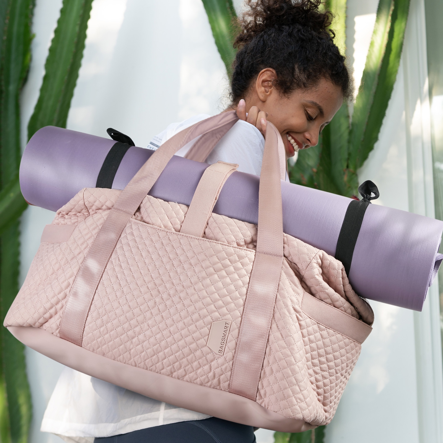 Bagsmart Travel Sport Duffle Bag Carry On Bag Pink