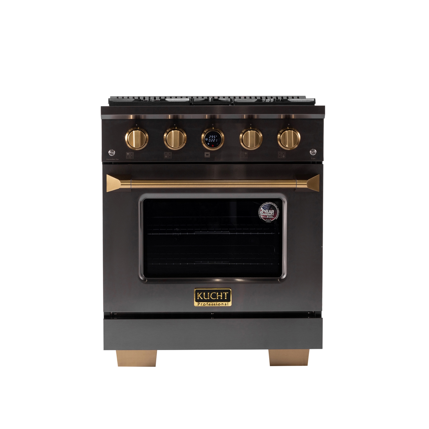 KUCHT Professional 30&nbsp;po 4,2 pi3 avec Cuisinière biénergie à 4 brûleurs pour gaz naturel en pierre précieuse avec thermostat Kucht Horus