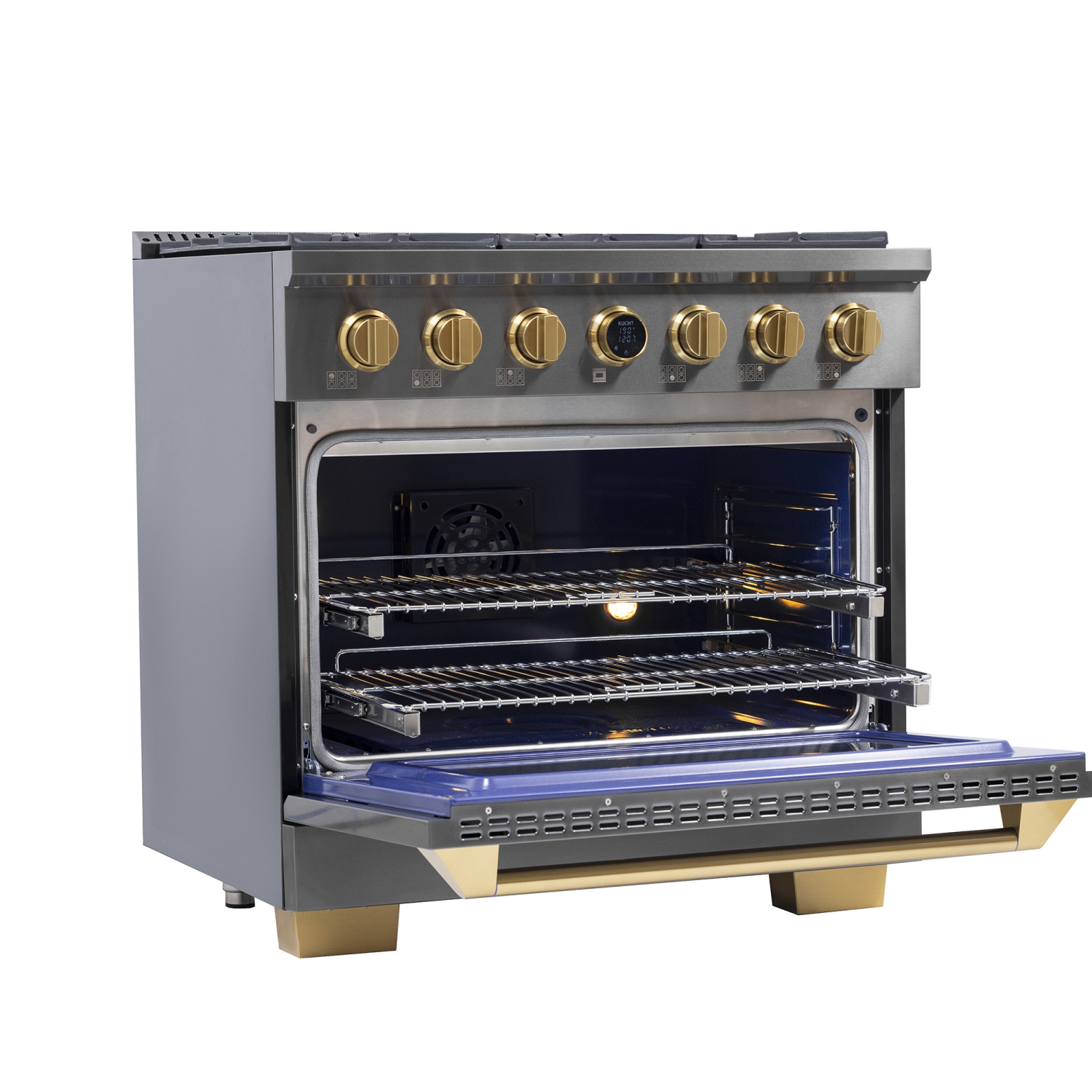 KUCHT Professional 36&nbsp;po 5,2 pi3 avec Cuisinière biénergie à 6 brûleurs pour gaz propane dans Gemstone avec thermostat Kucht Horus