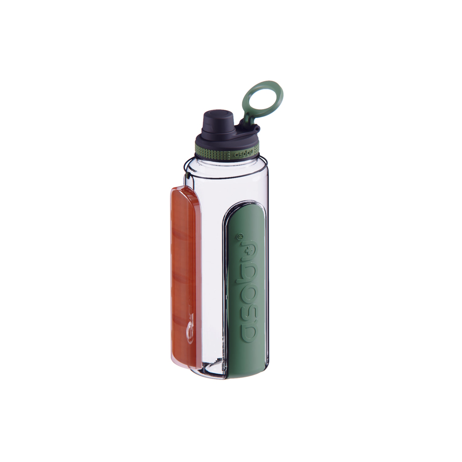 Grande bouteille d'eau pour sports Electrolyte d'Asobu avec compartiments interchangeables pour les paquets et les pilules