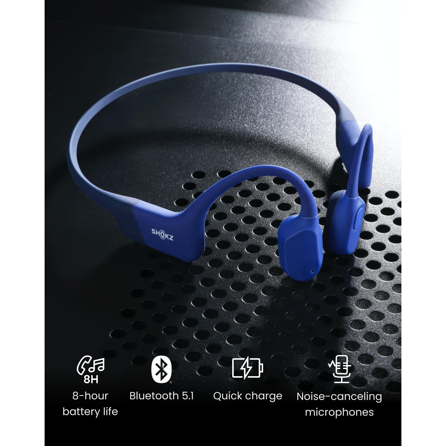 Open Box - Shokz OpenRun Bone Conduction Open-Ear Endurance Headphones - Blue