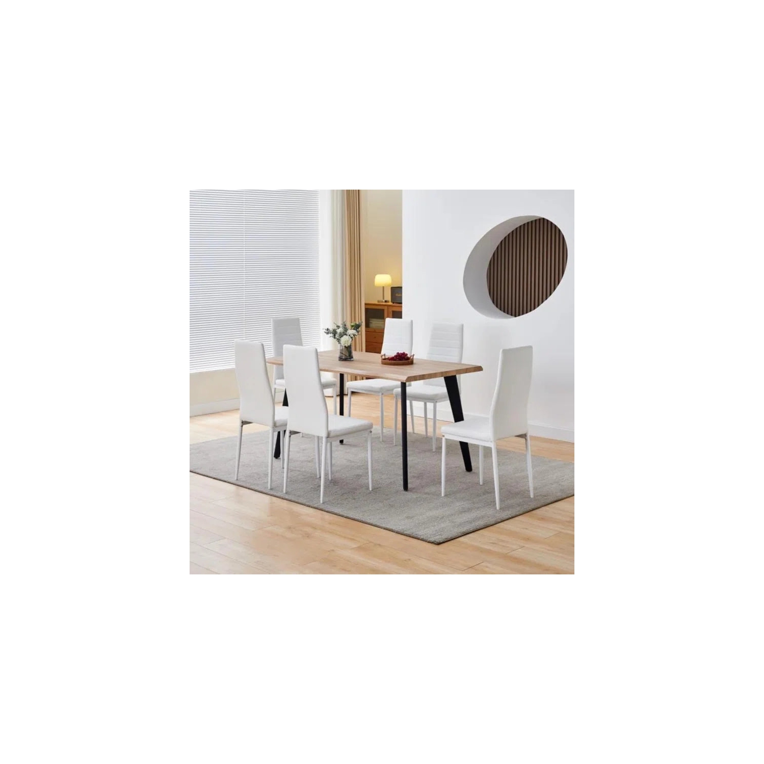 LivinVeluris Upholstery Faux Leather Modern Dining Room Chairs Set of 4 - White
