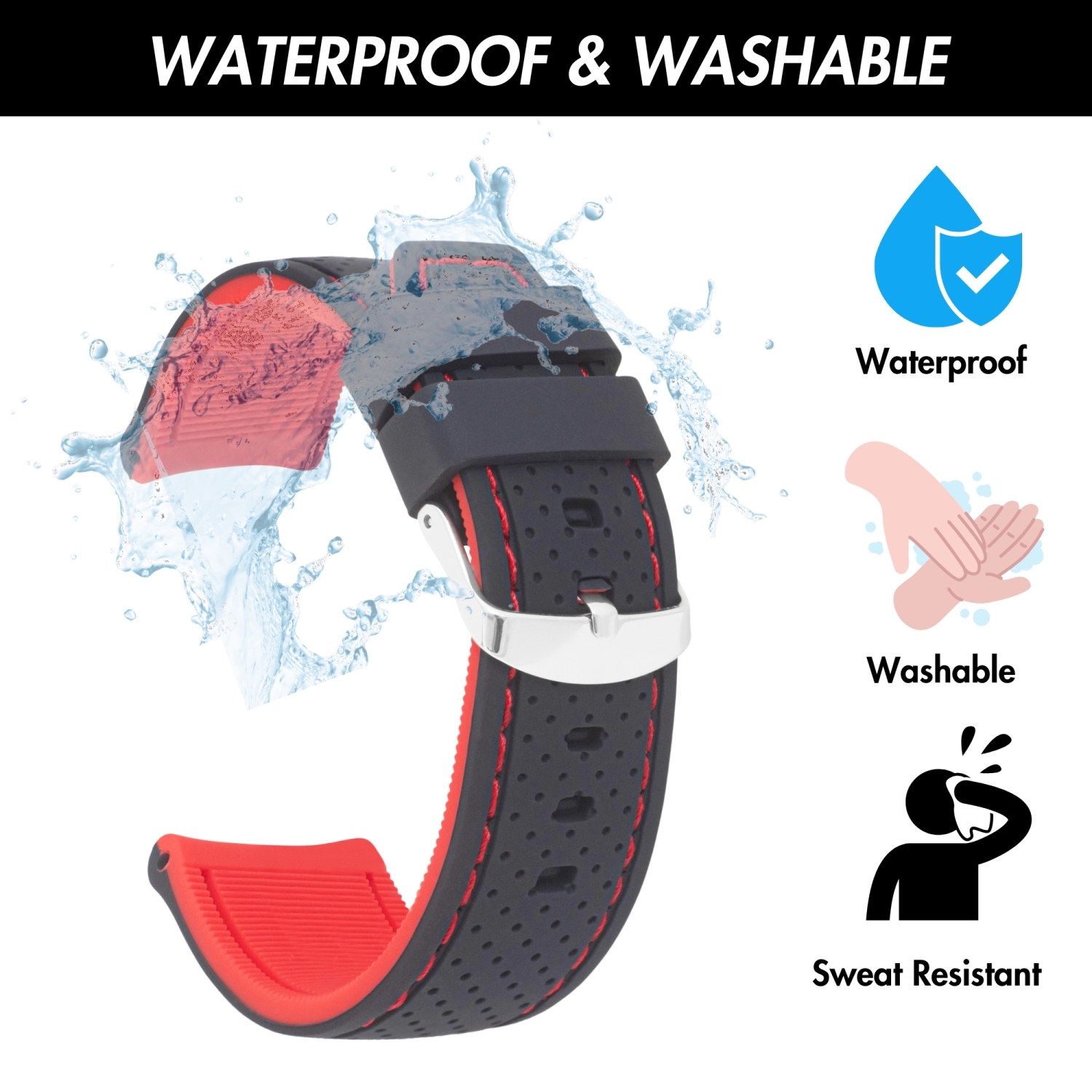 Bracelet de rallye en silicone Bandini 20&nbsp;mm pour Galaxy Watch6 5 4 de Samsung, actif, aussi compatible avec Garmin Vivoactive 5, Vivomove 3, 1,