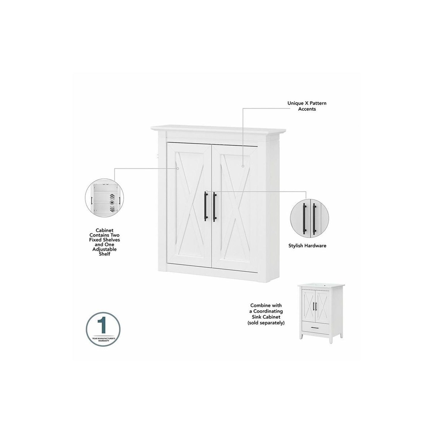 Key West Bathroom Wall Cabinet with Doors in White Ash - Engineered Wood