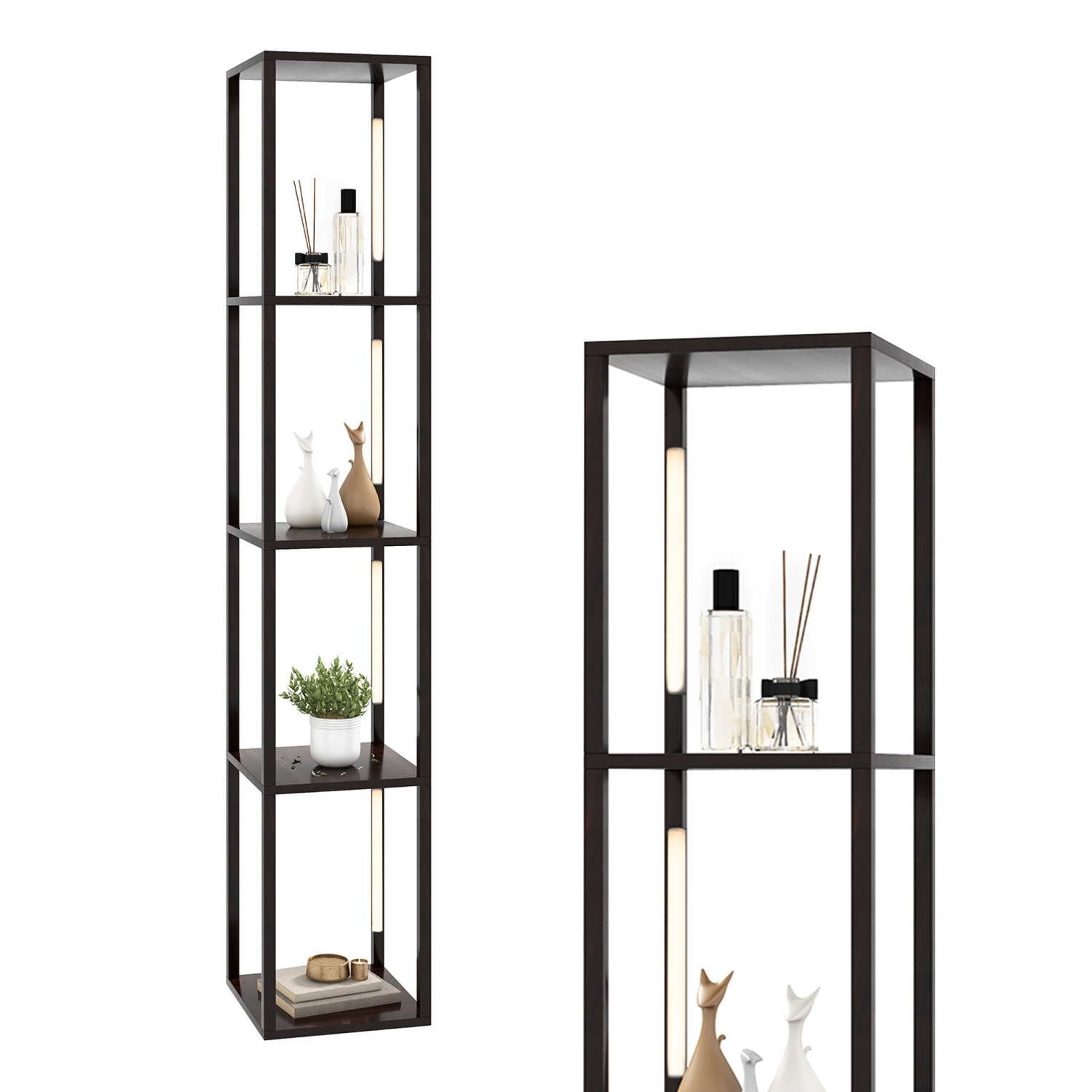 Lampe de plancher moderne de 64 po de Costway avec ampoules DEL à intensité réglable à 3 niveaux et poteaux rotatifs