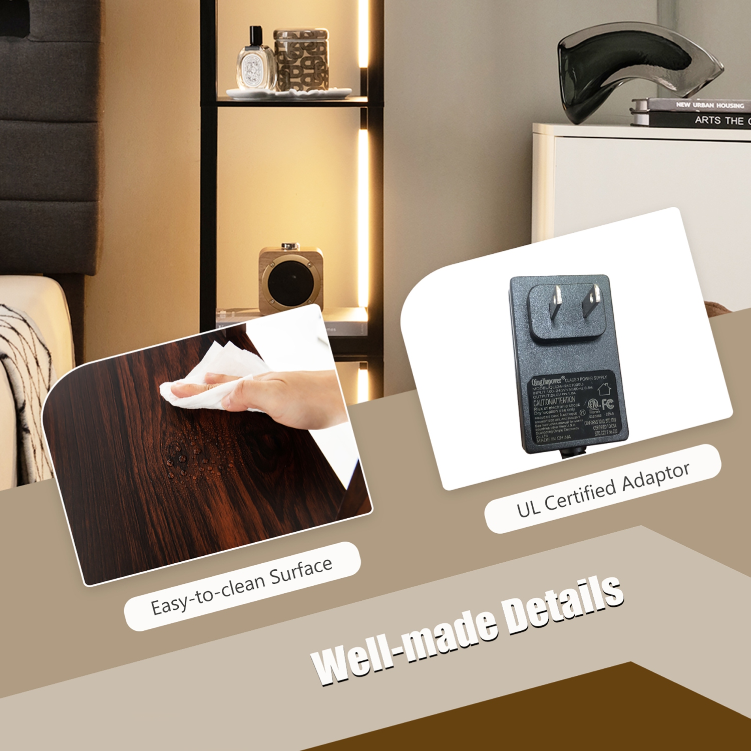 Lampe de plancher moderne de 64 po de Costway avec ampoules DEL à intensité réglable à 3 niveaux et poteaux rotatifs