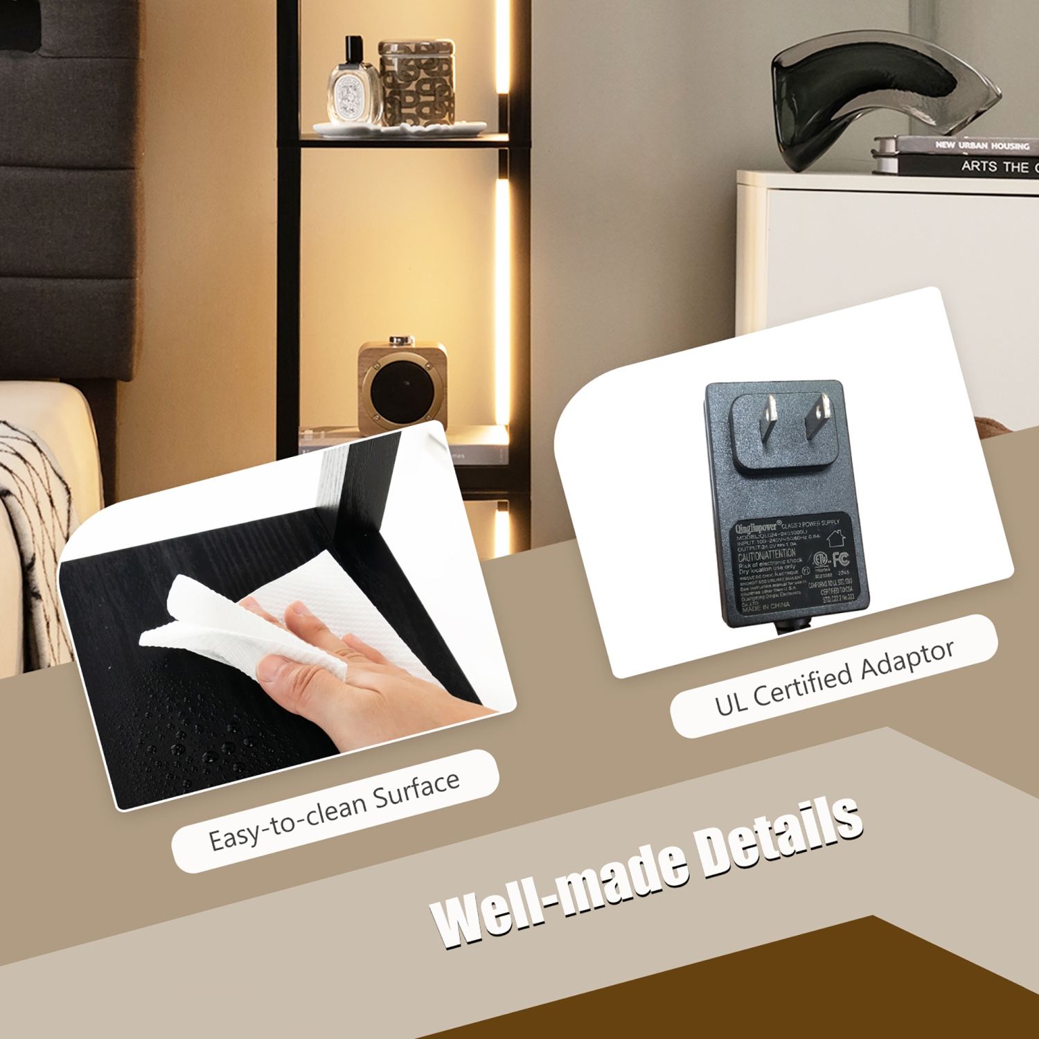 Lampe de plancher moderne de 64 po de Costway avec ampoules DEL à intensité réglable à 3 niveaux et poteaux rotatifs