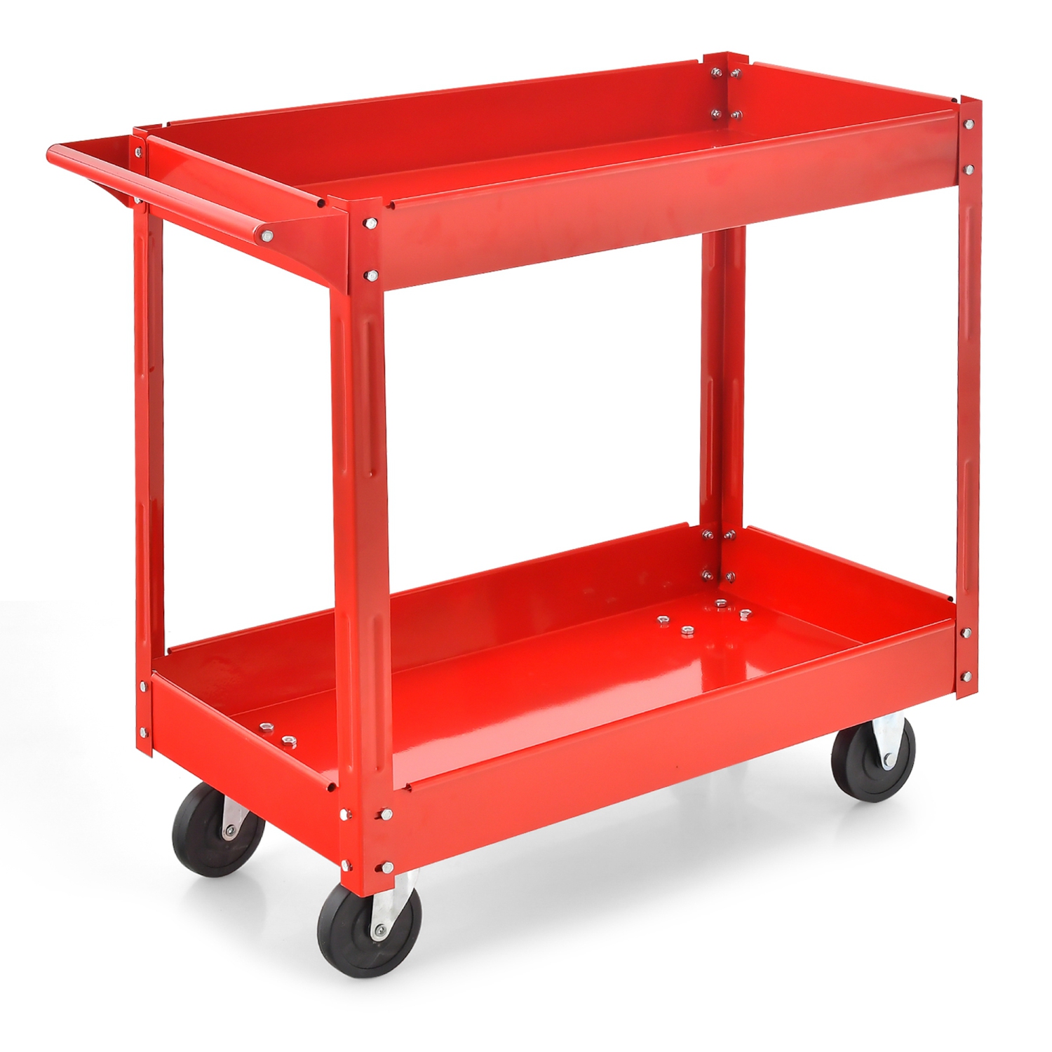 Costway 2-Tier Utility Cart Metal Service Cart Rolling Tool Storage Organizer with Handle