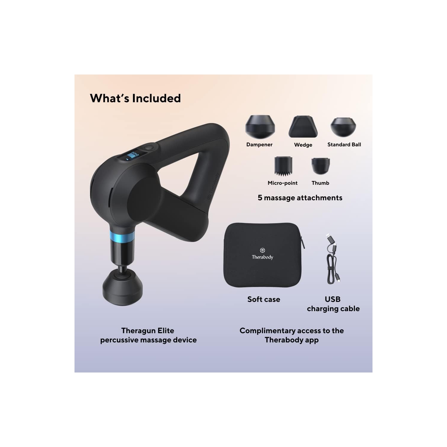 Refurbished - Theragun Elite Handheld Bluetooth Enabled Percussion Massage Gun, with QuietForce Technology - (Black - 5th Generation)
