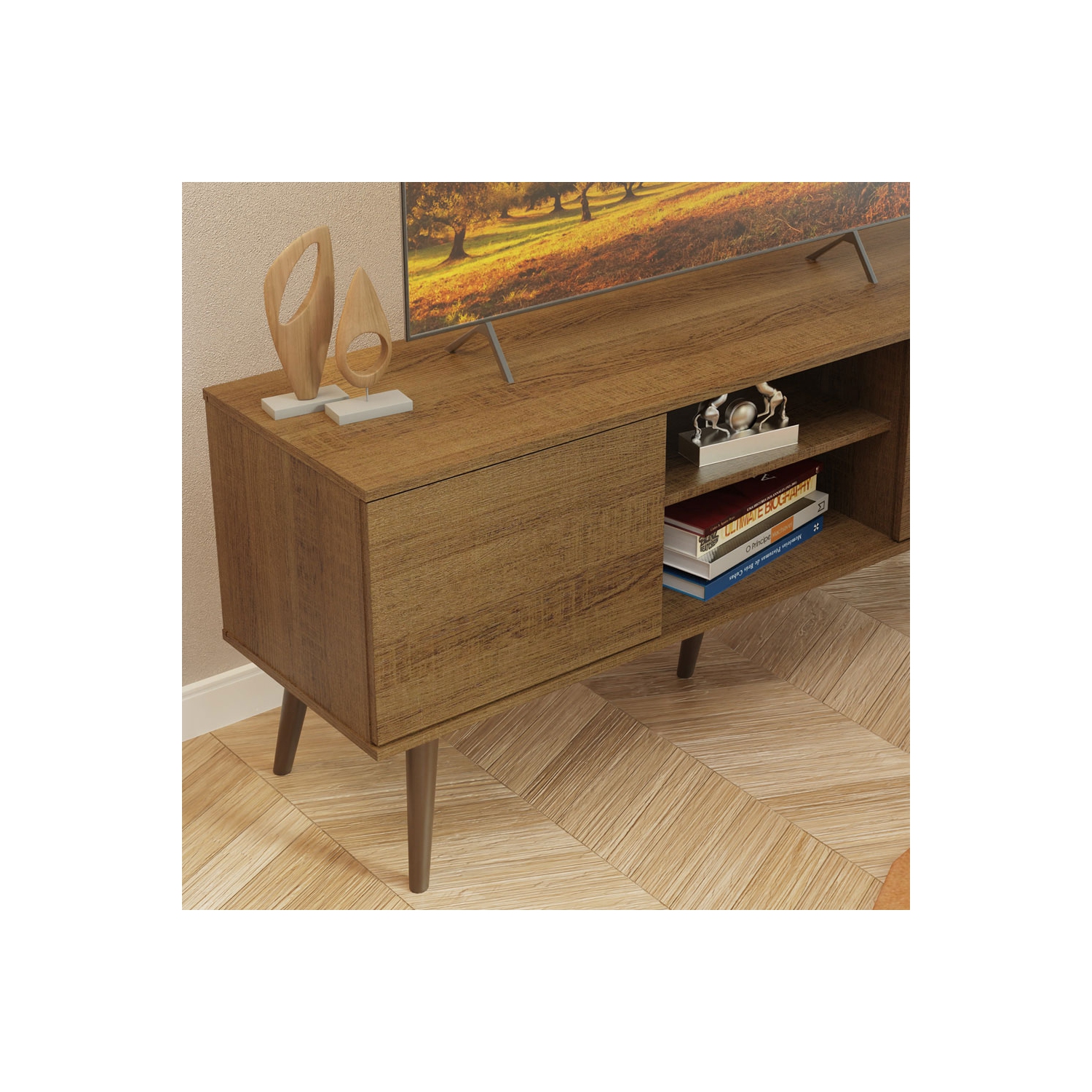 Meuble téléviseur Madesa 2 portes et 2 tablettes avec système d'organisation des câbles pour 50 et 55&nbsp;po Meuble multimédia multimédia Meuble en