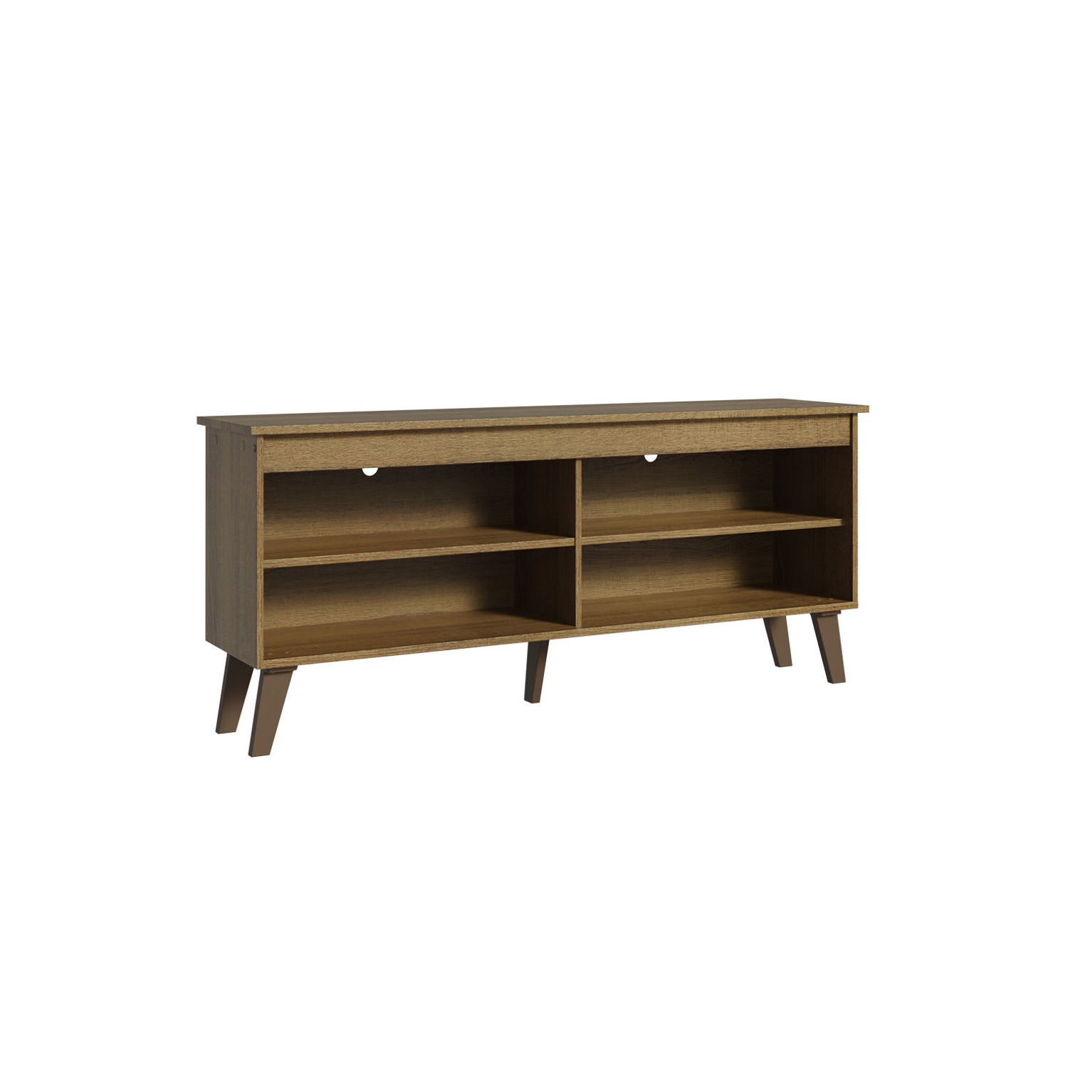 Madesa Compact TV Stand Cabinet with 4 Shelves and Cable Management for 50, 55 Inch TV Media Storage Unit Living Room and Bedroom Modern Wooden