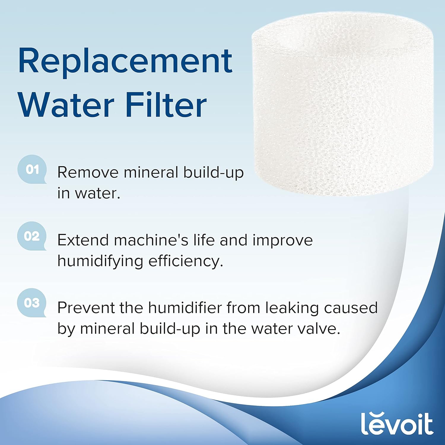 LEVOIT 10-Pack Humidifier Replacement Filters, Capture Fine Particles in Water Tank to Improve Humidification Efficiency, Compatible with