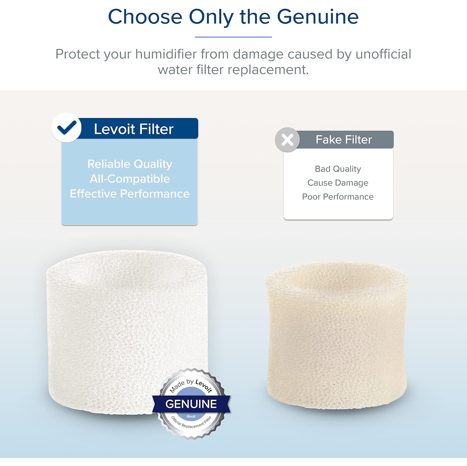 LEVOIT 10-Pack Humidifier Replacement Filters, Capture Fine Particles in Water Tank to Improve Humidification Efficiency, Compatible with