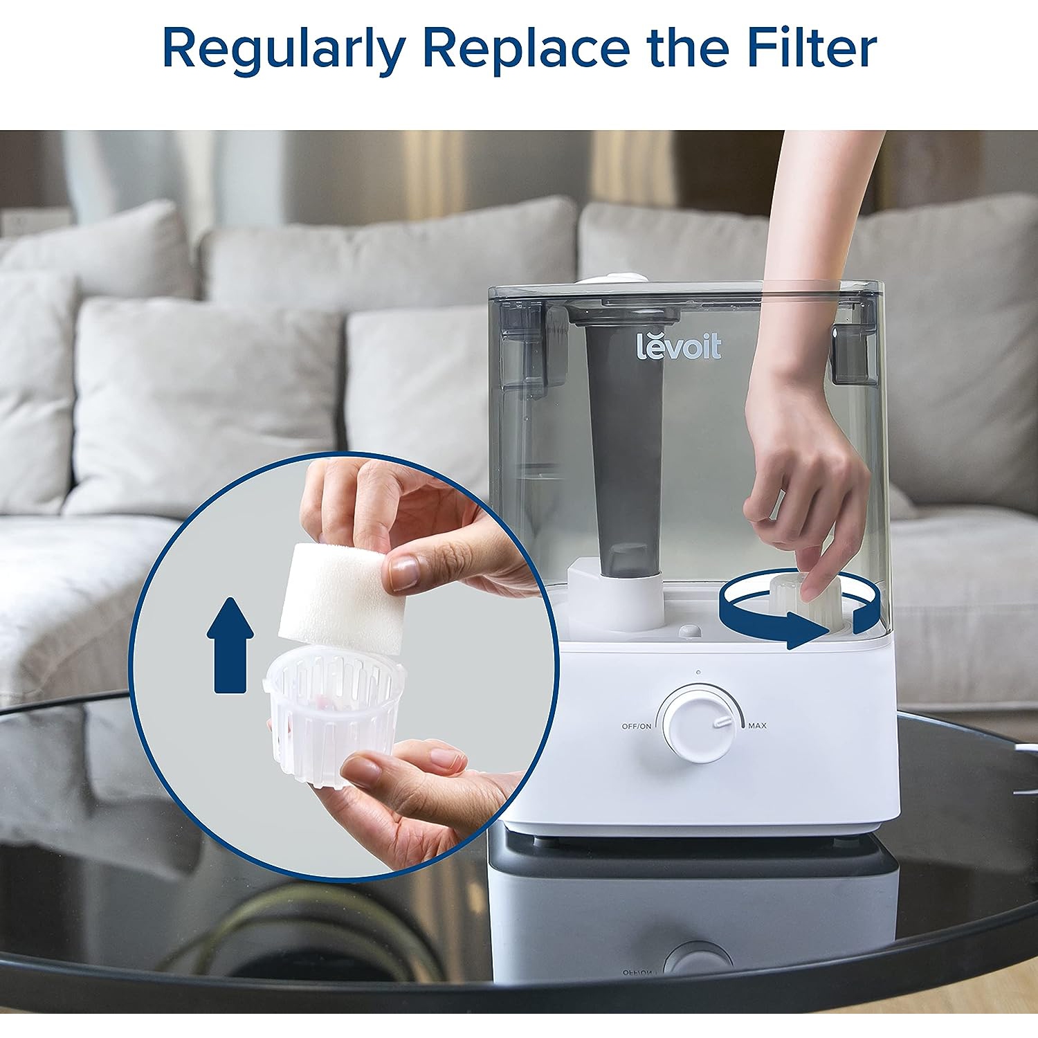 LEVOIT 10-Pack Humidifier Replacement Filters, Capture Fine Particles in Water Tank to Improve Humidification Efficiency, Compatible with