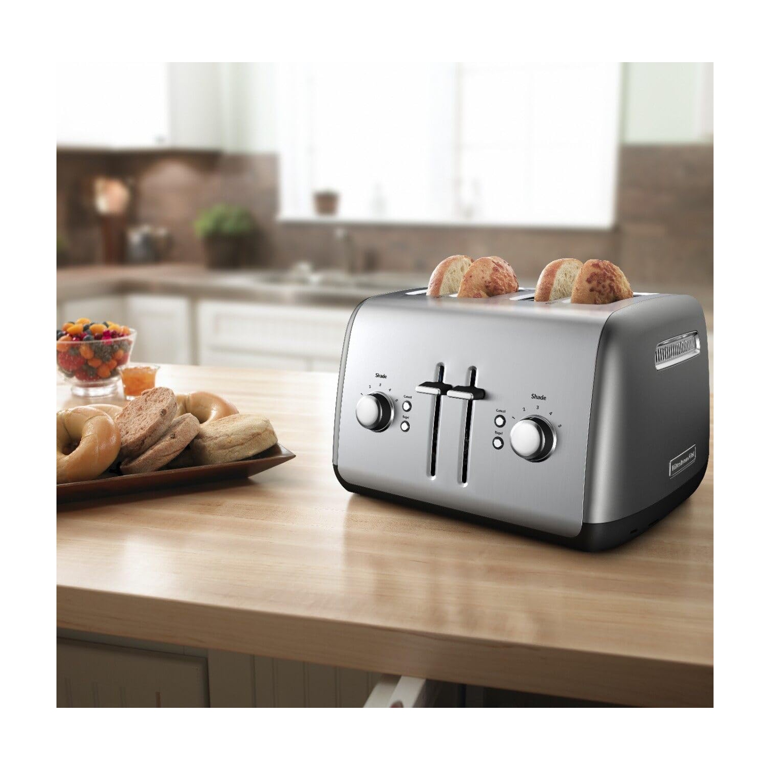 KitchenAid 4-Slice Toaster with Manual High-Lift Lever, Contour Silver, KMT4115CU