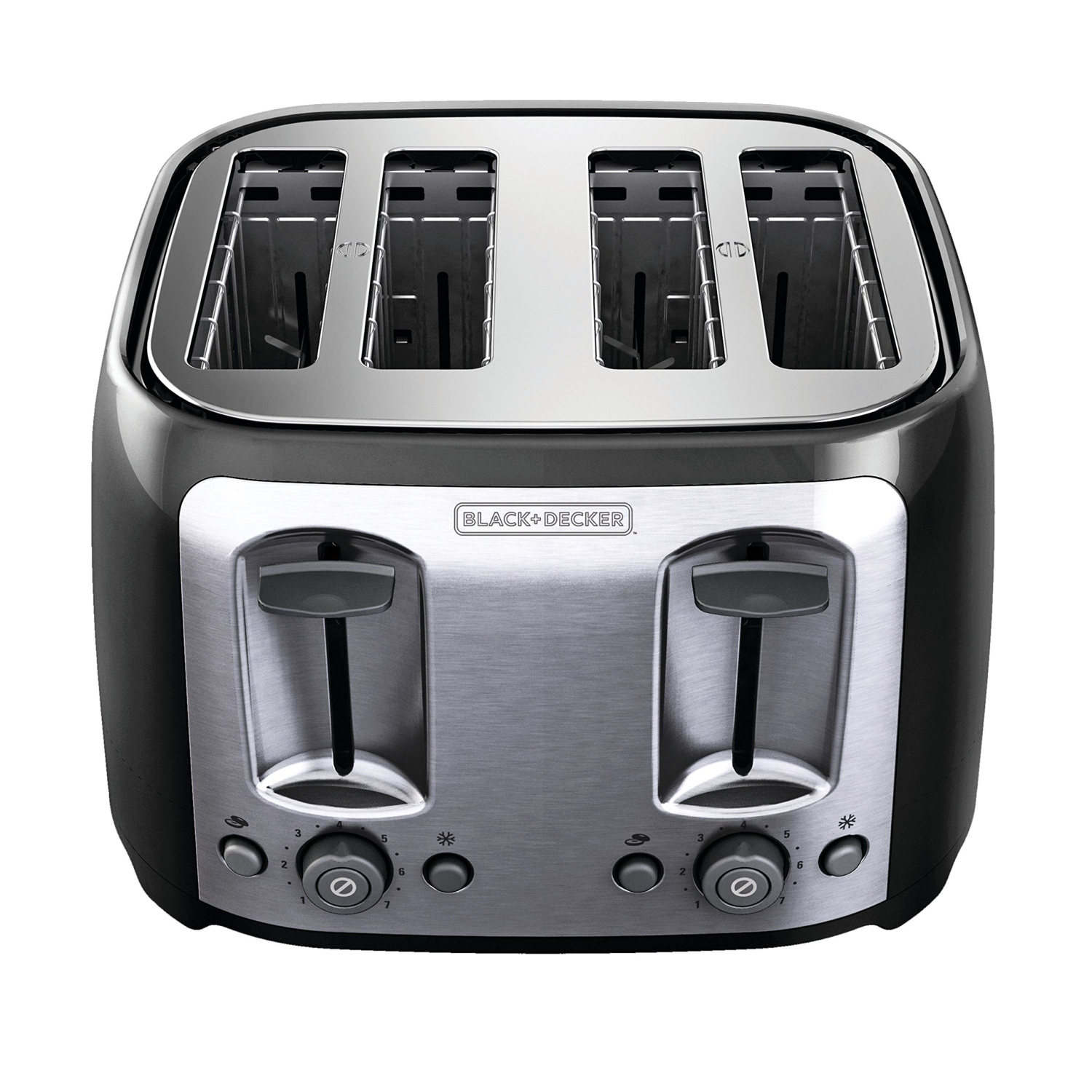 BLACK+DECKER Toaster 4 Slice, Classic Oval, Black with Stainless Steel Accents, TR1478BD