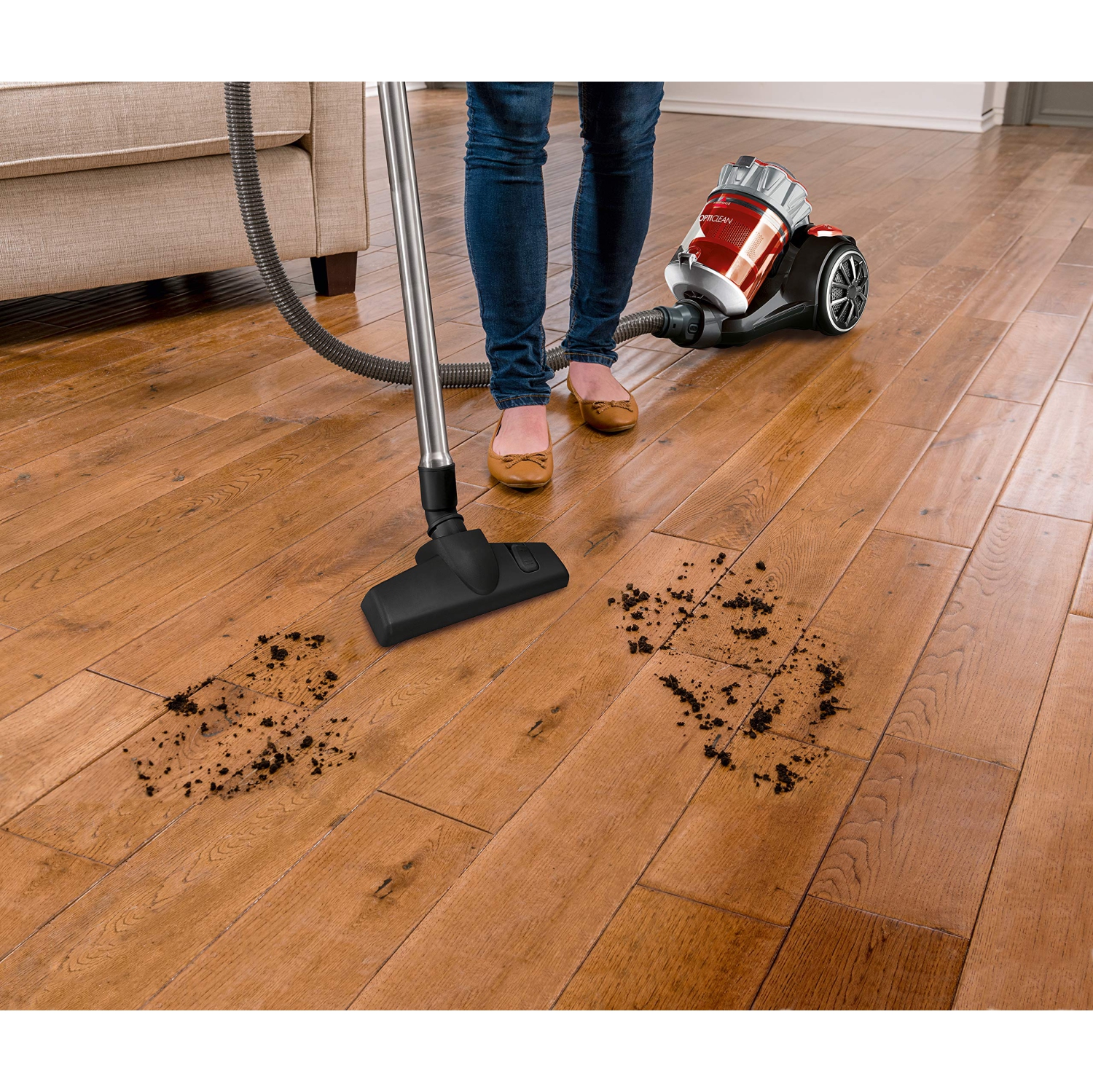 Bissell 1547E OptiClean Multi-Cyclonic Bagless Canister Vacuum, Red