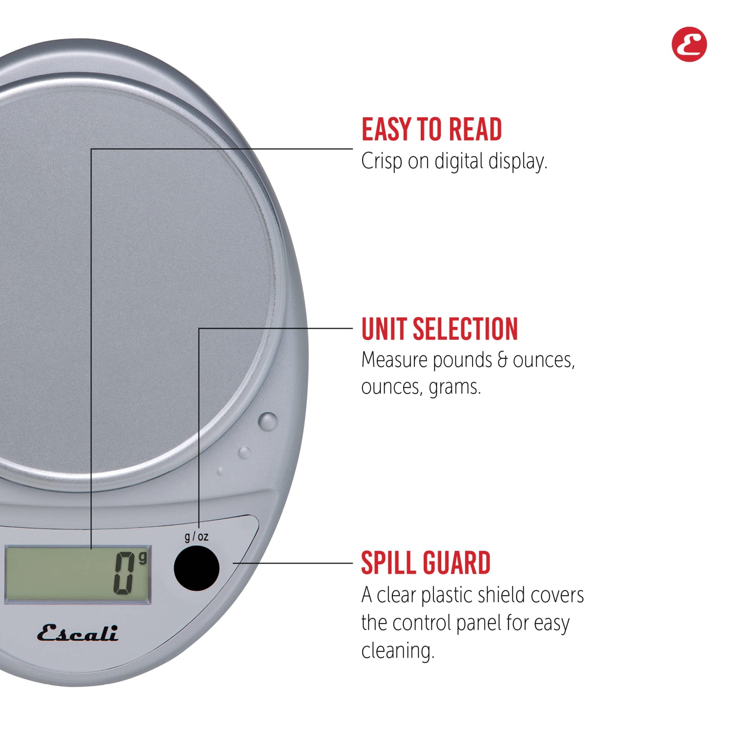 Escali Primo P115C Premium Kitchen Food Scale for Baking and Cooking, Lightweight and Durable Design