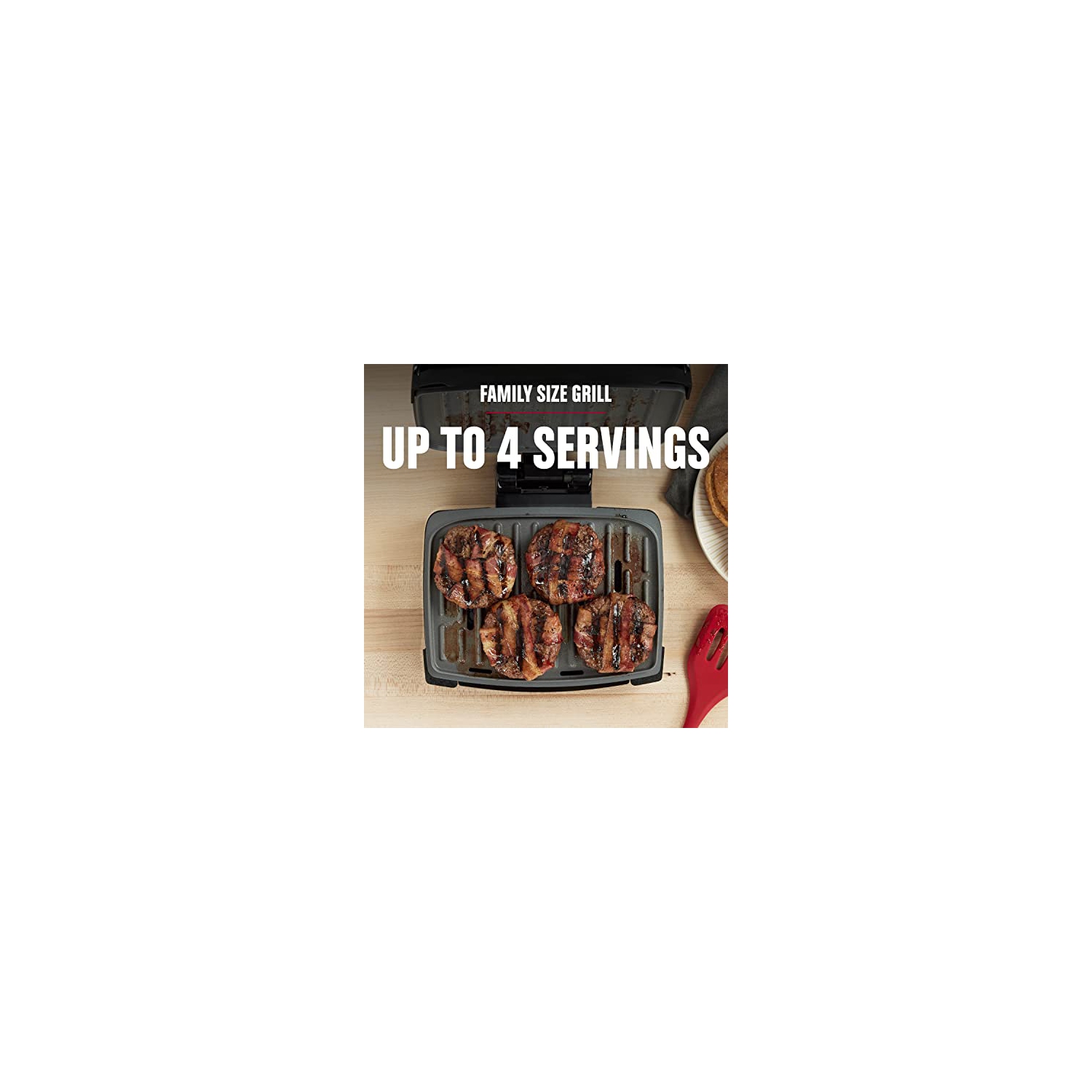 George Foreman® Fully Submersible™ Grill, NEW Dishwasher Safe, Wash the Entire Grill, Easy-to-Clean Nonstick, Black..