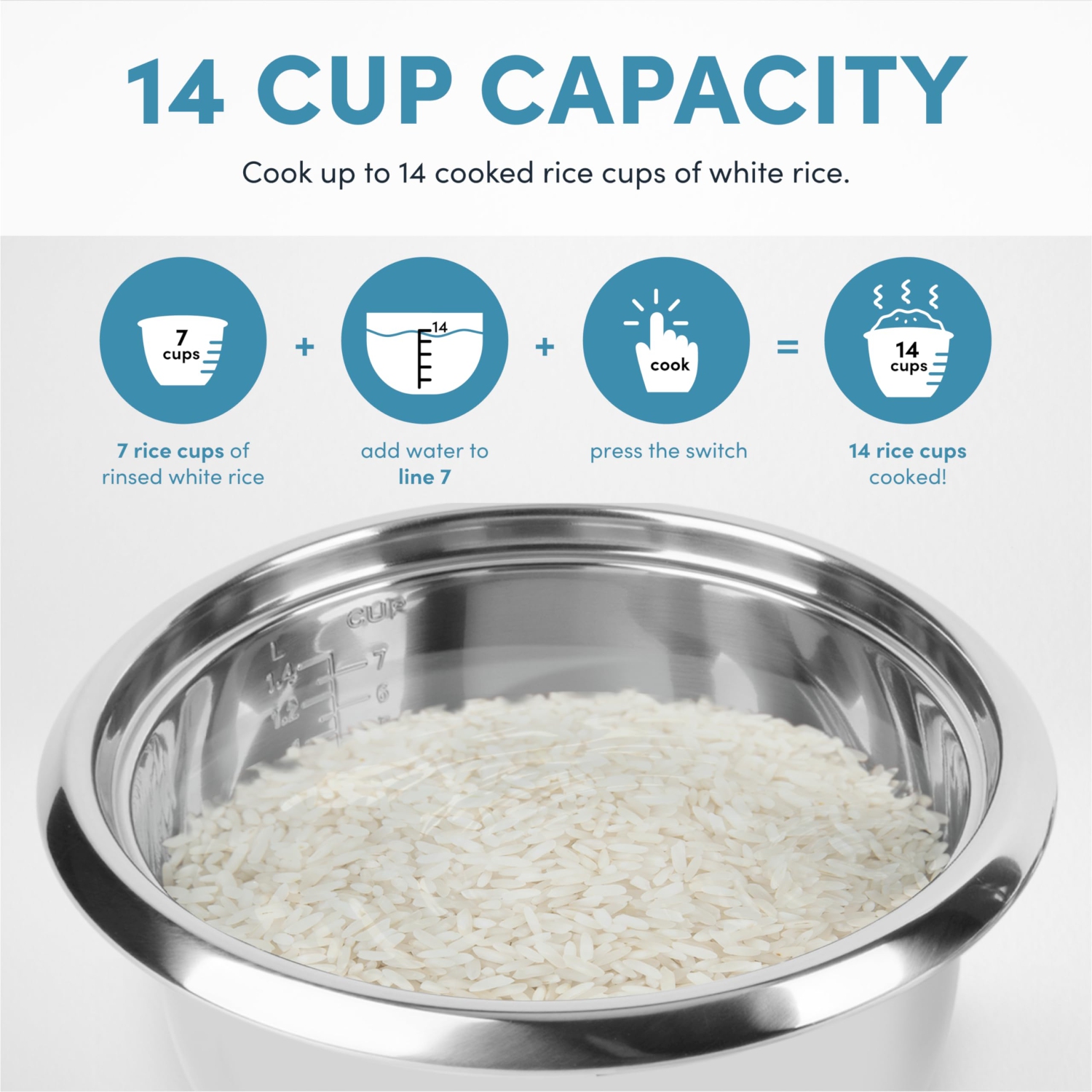 Aroma Housewares 14-Cup / 3Qt. Select Stainless Pot-Style Rice Cooker, & Food Steamer, (ARC-757-1SG)