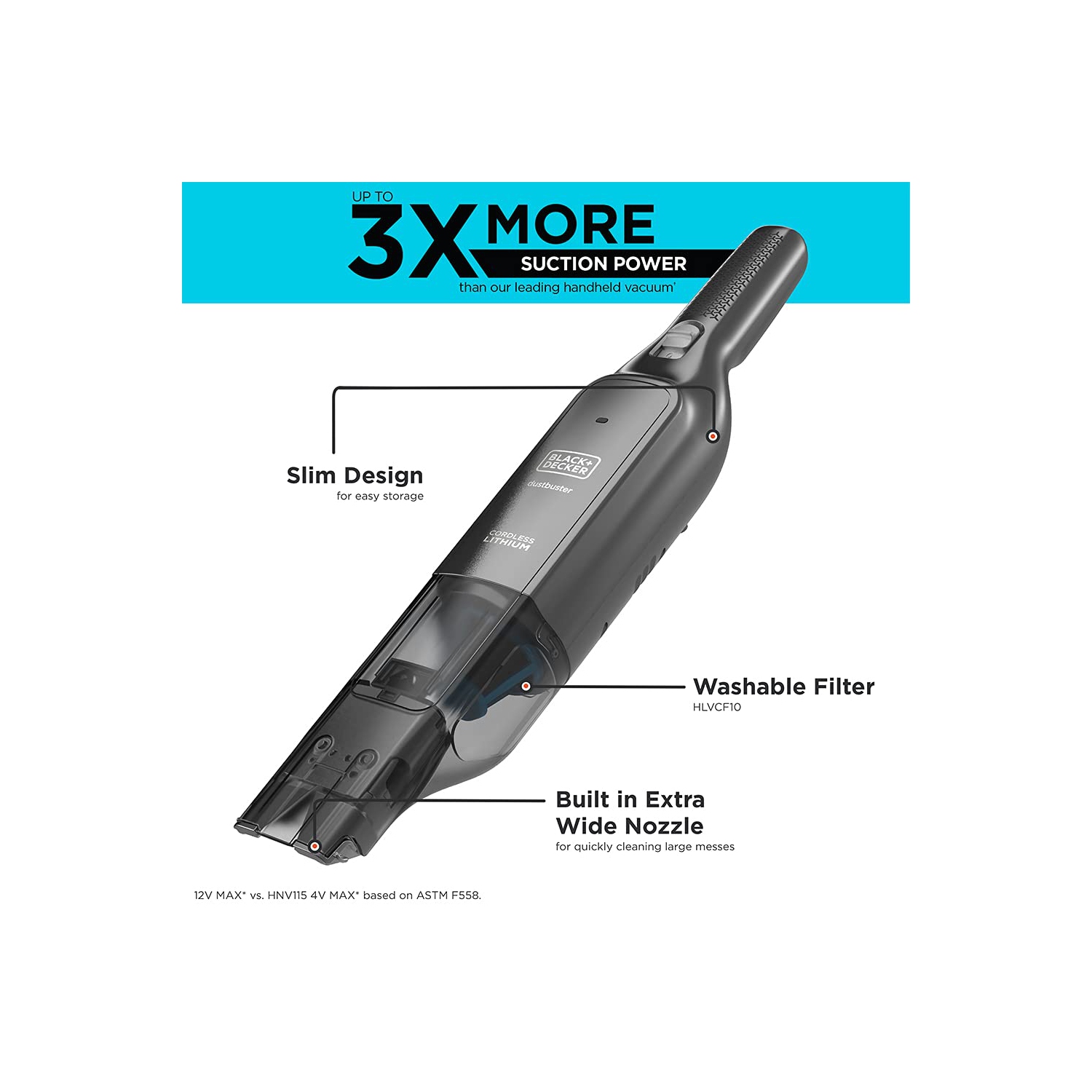 BLACK+DECKER dustbuster® AdvancedClean™ Slim Cordless Hand Vacuum, 12V Max