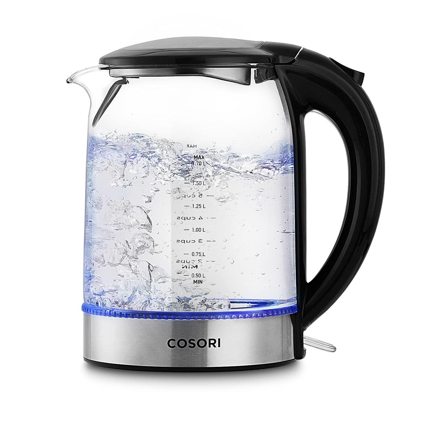 Cosori 1.7l Electric Kettle Glass, Tea Kettle, Water Boiler,1500w Fast Boiling with Stainless Inner Lid and Pot, Led I..