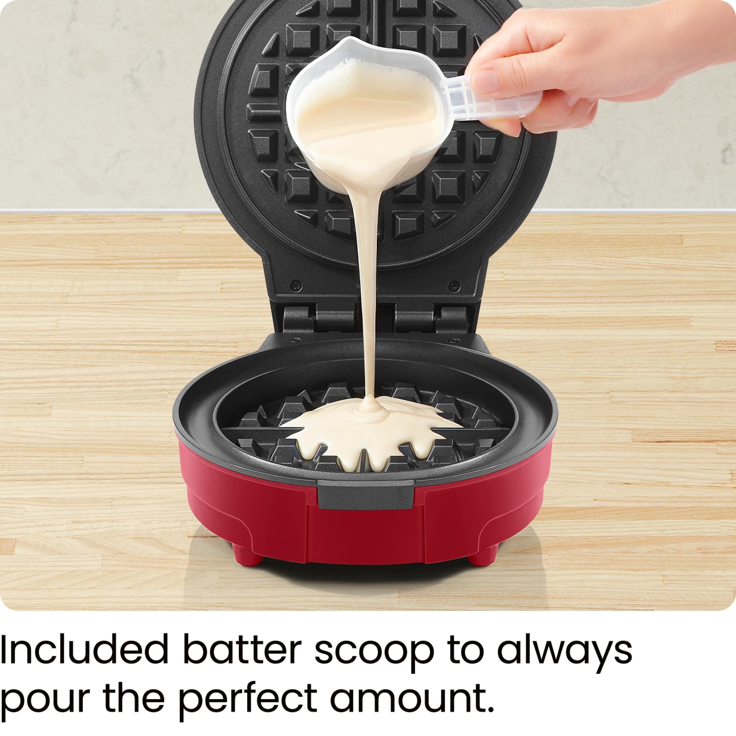 Chefman Anti-Overflow Belgian Waffle Maker w/ Shade Selector, Temperature Control, Mess Free Moat, Red