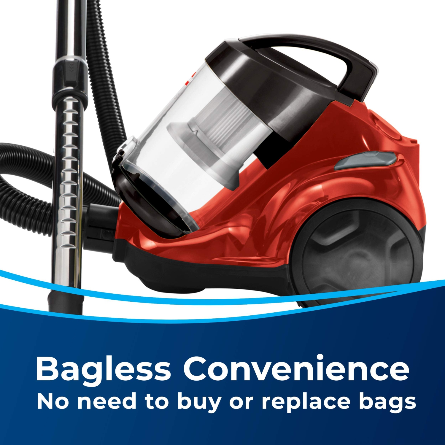 Bissell - Canister Vacuum Cleaner - Zing Bagless - Lightweight Compact - Hard Floor and Low-Pile Carpet | 21565 , Red