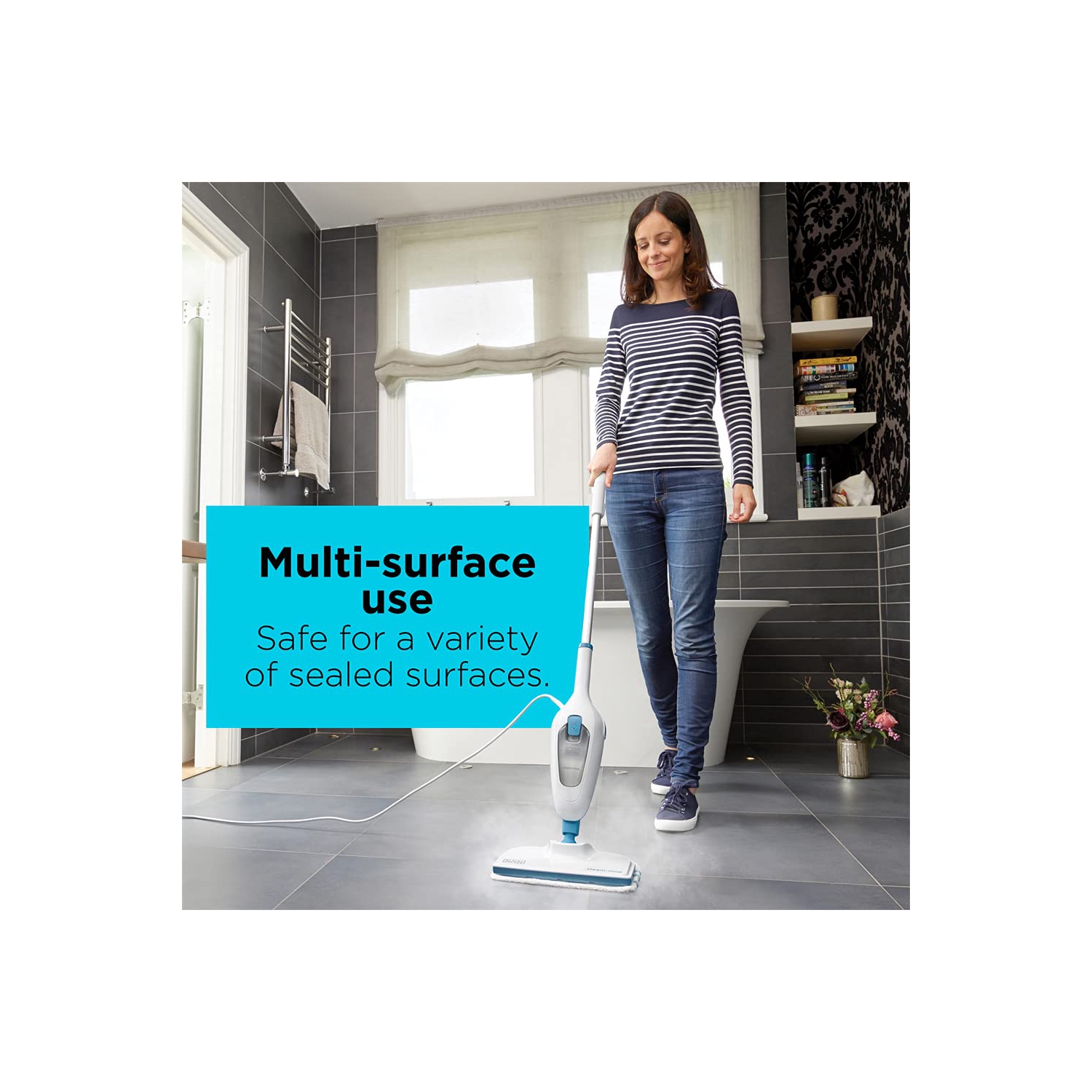 Vadrouille à vapeur BLACK+Decker, blanc