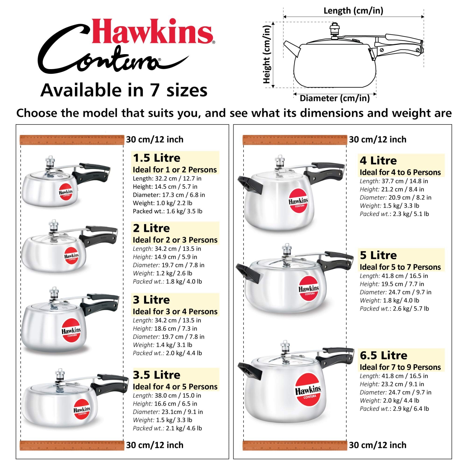 Hawkins HC35 New Contura Cooker 3.5l, Small, Aluminum