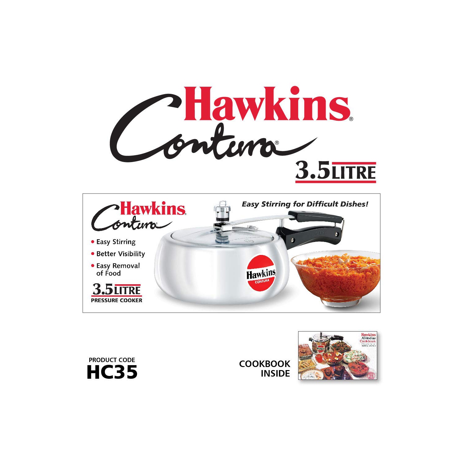 Hawkins HC35 New Contura Cooker 3.5l, Small, Aluminum