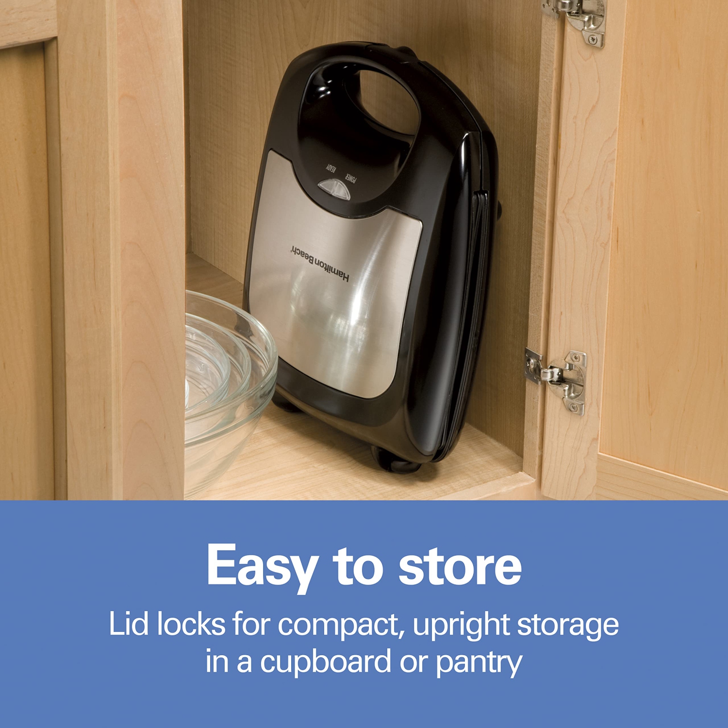 Hamilton Beach 4-Slice Non-Stick Belgian Waffle Maker with Indicator Lights, Compact Design, Black