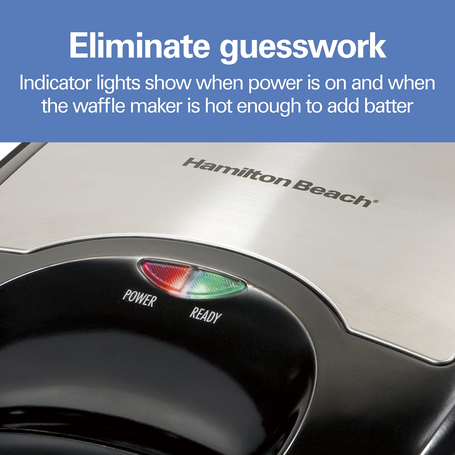 Hamilton Beach 4-Slice Non-Stick Belgian Waffle Maker with Indicator Lights, Compact Design, Black