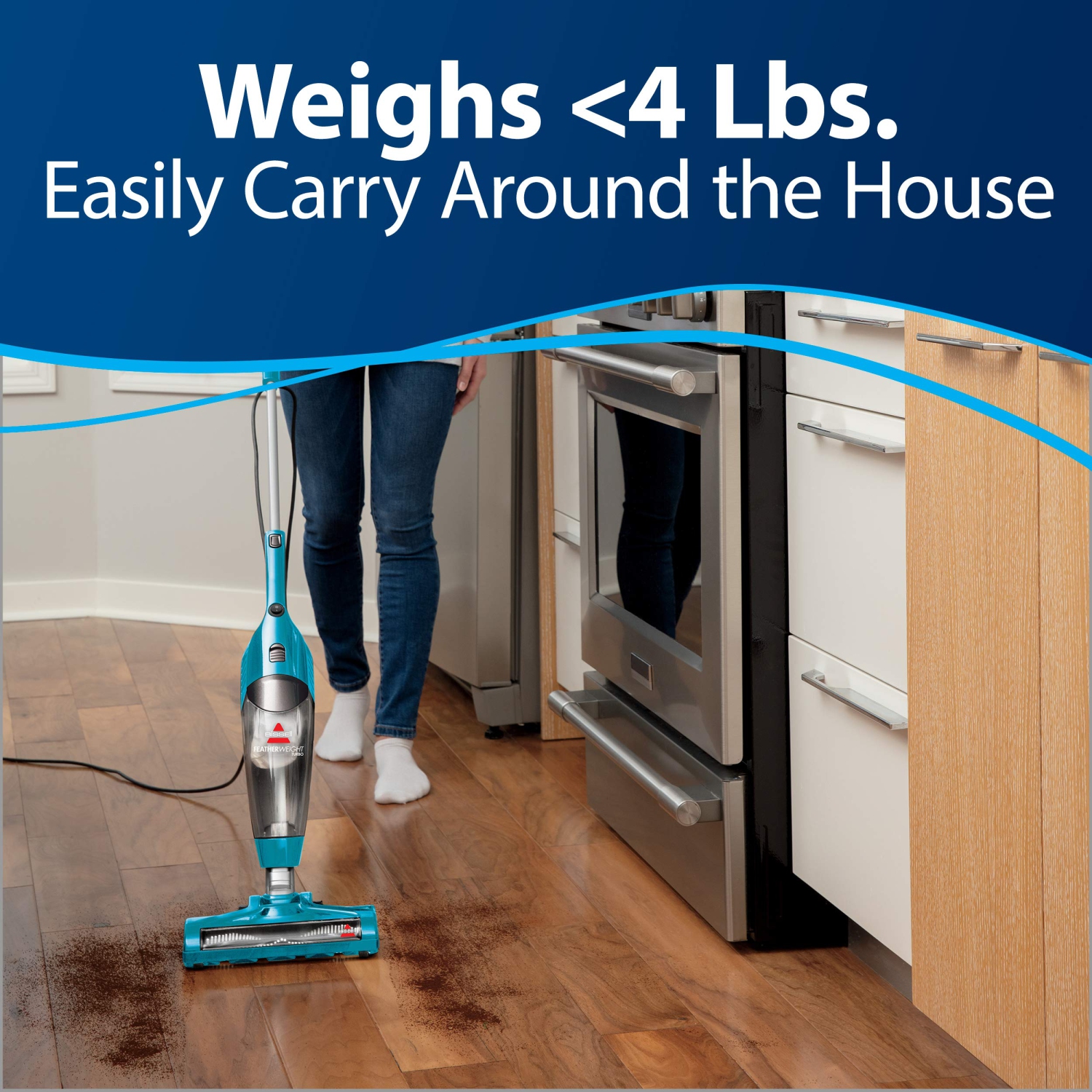 Aspirateur-balai Bissell - Featherweight Turbo Lightweight - avec aspirateur à main Lift-Off et rouleau-brosse motorisé - 15&nbsp;pi C.