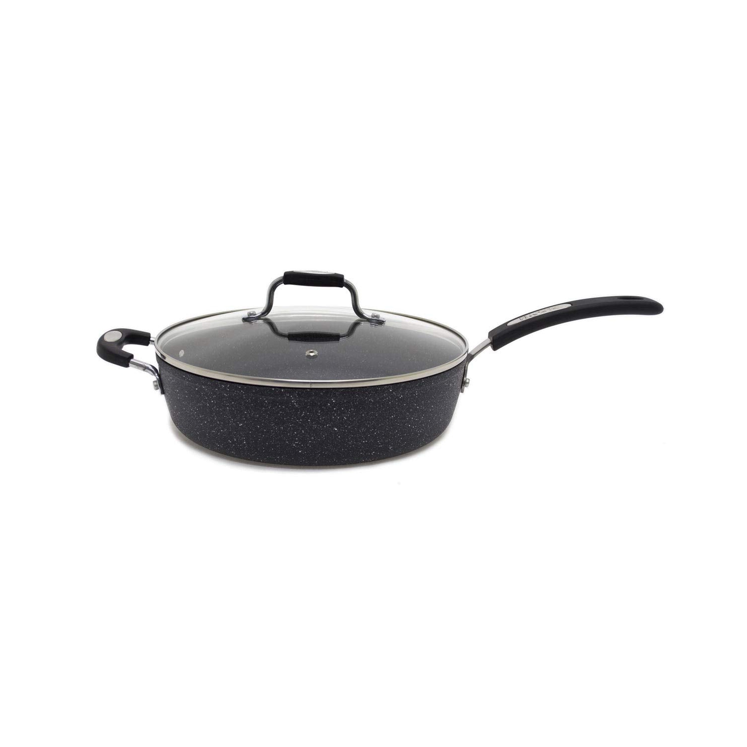 Starfrit The Rock 30cm (12") Non-Stick Jumbo Cooker Pan with Lid - Durable Forged Aluminum - Oven Safe - Black