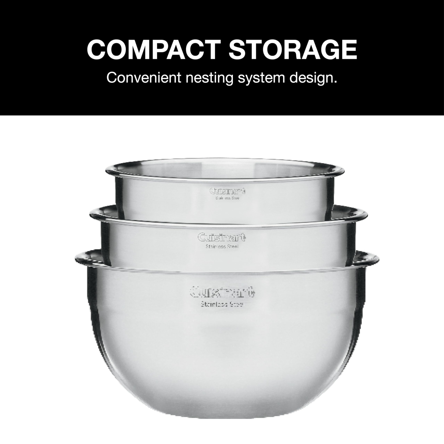 Cuisinart CTG-00-SMBC Set of 3 Stainless Steel Mixing Bowls with lids