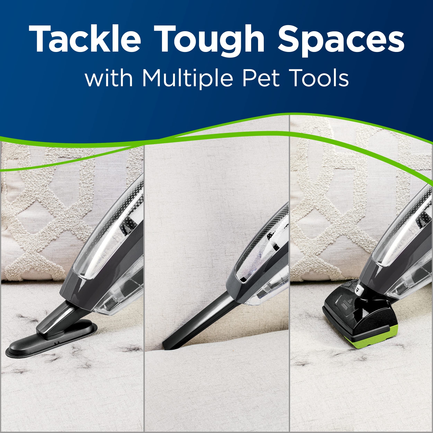 Bissell - Hand Vacuums - PowerClean Pet Cordless - with Motorized Brush, Upholstery Tool and Crevice Tool| 2389D , Green