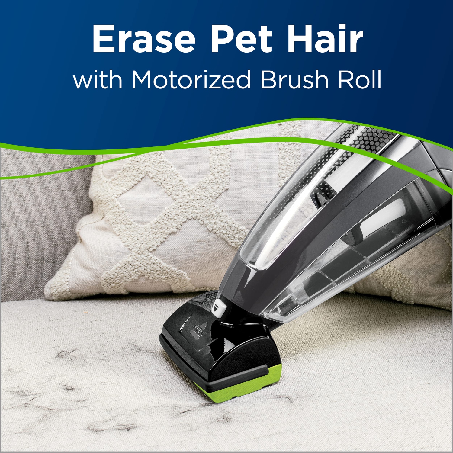 Bissell - Hand Vacuums - PowerClean Pet Cordless - with Motorized Brush, Upholstery Tool and Crevice Tool| 2389D , Green